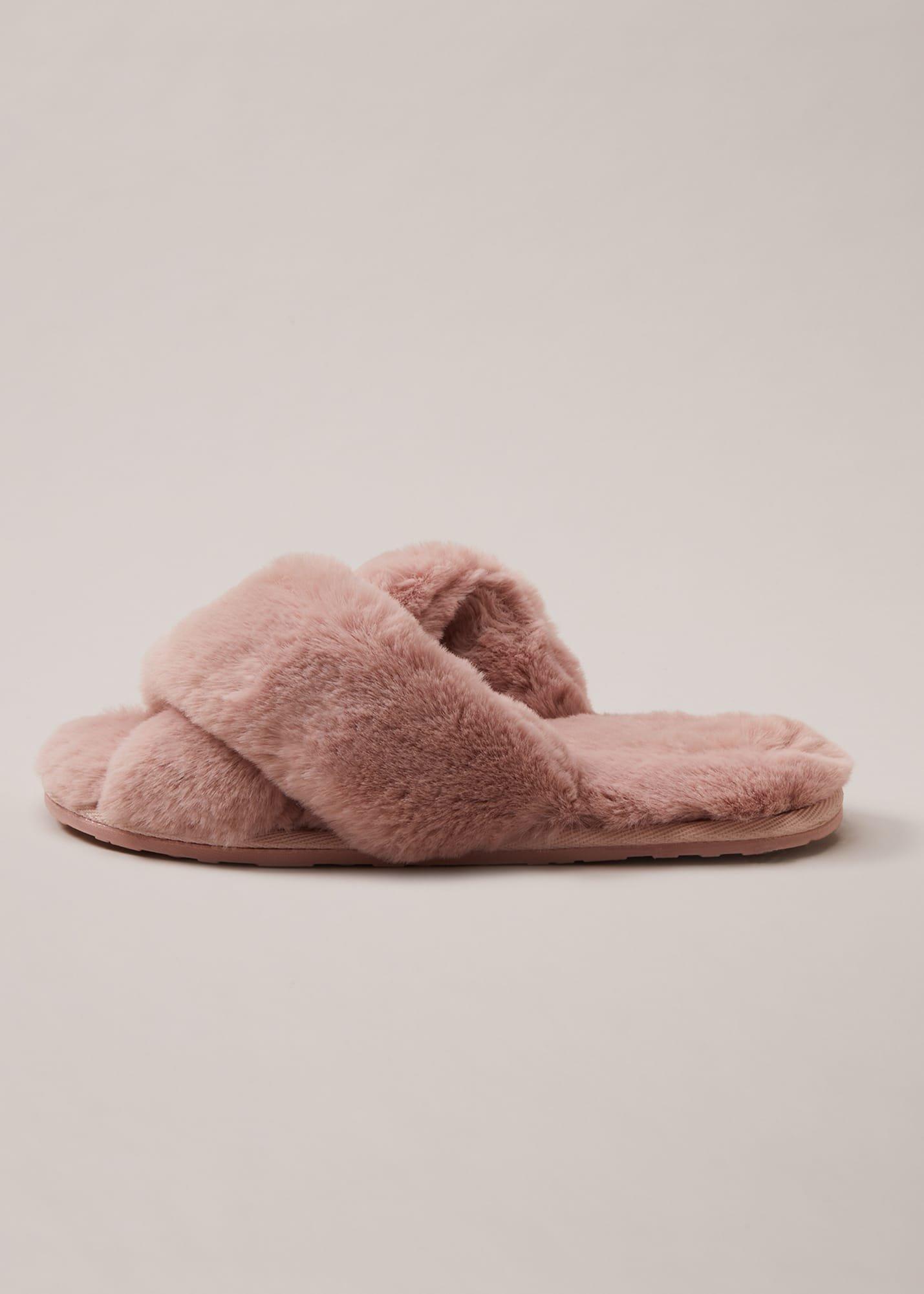Pink Faux Fur Slider Slippers
