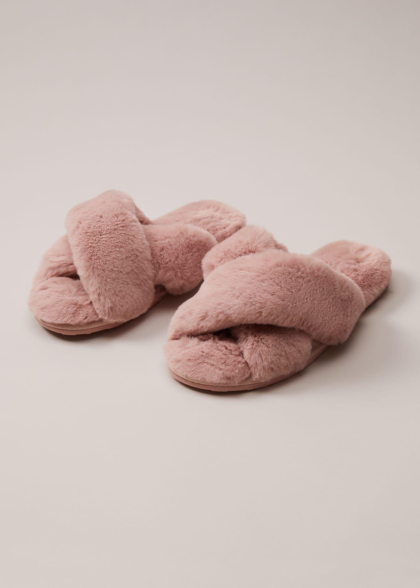 Pink Faux Fur Slider Slippers