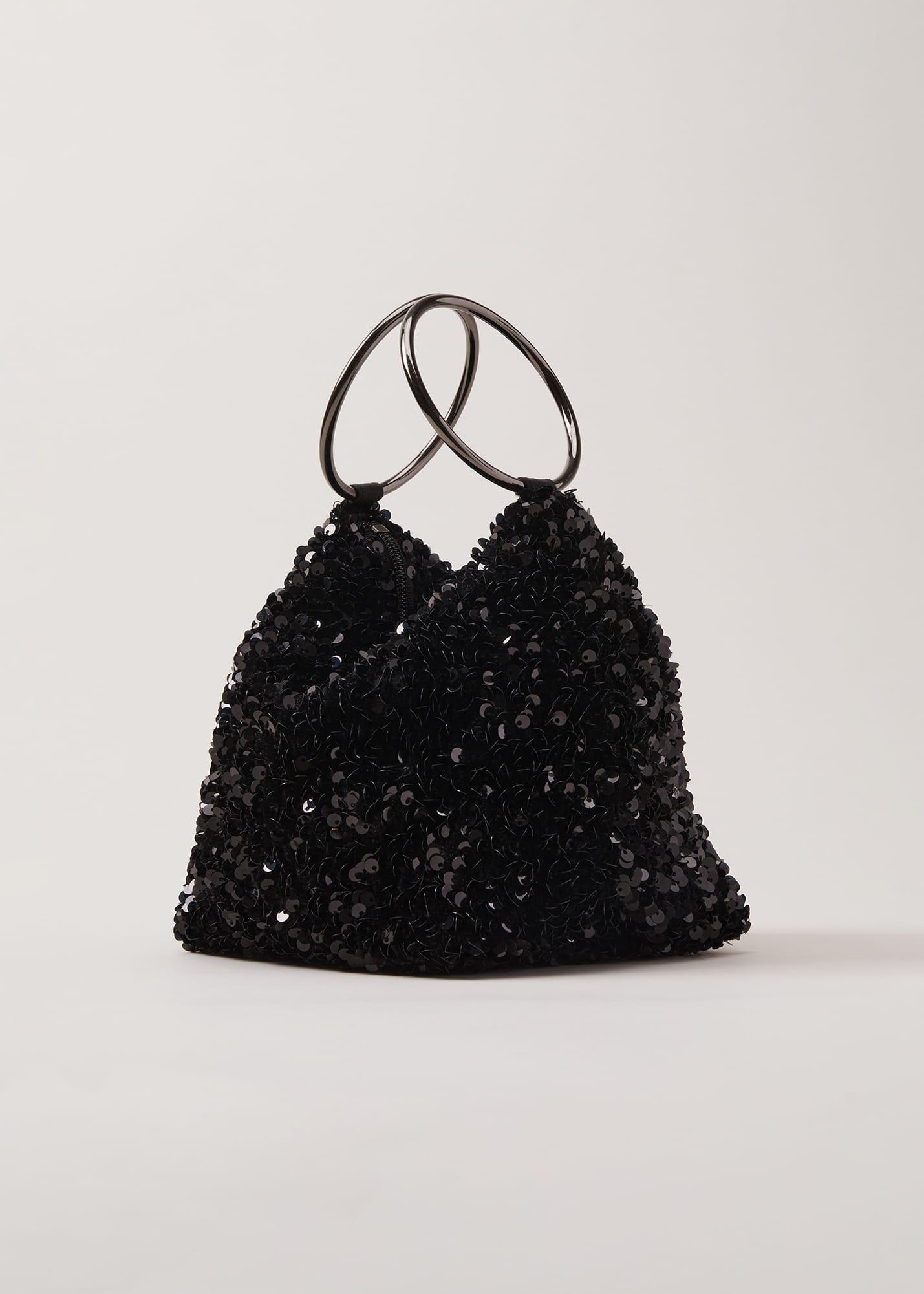 Black Sequin Clutch Bag
