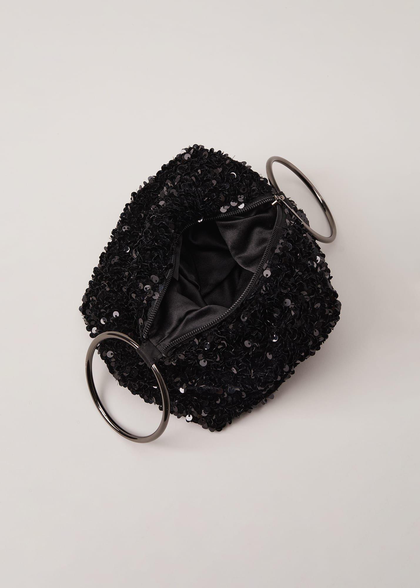 Black Sequin Clutch Bag