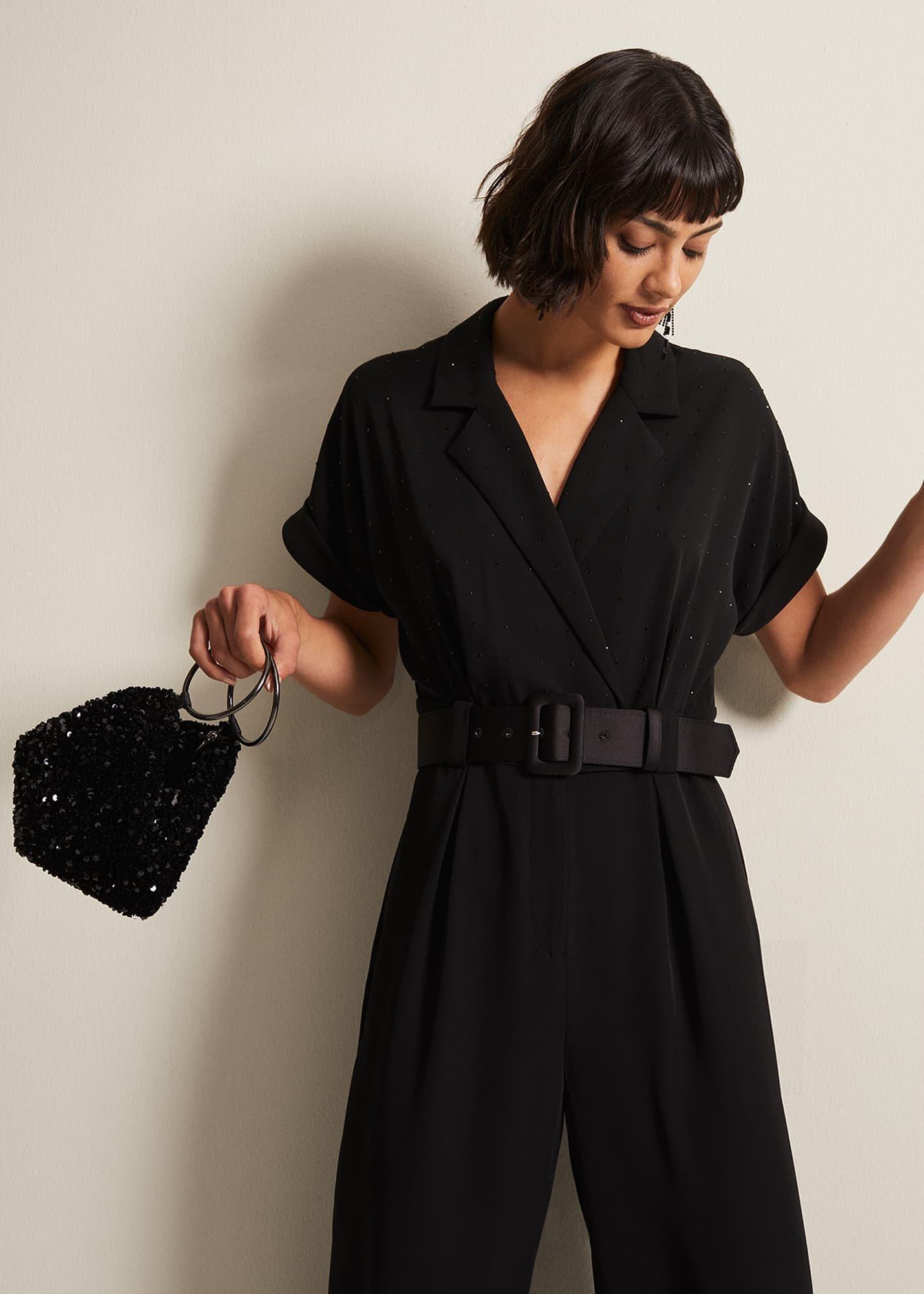 Black Sequin Clutch Bag