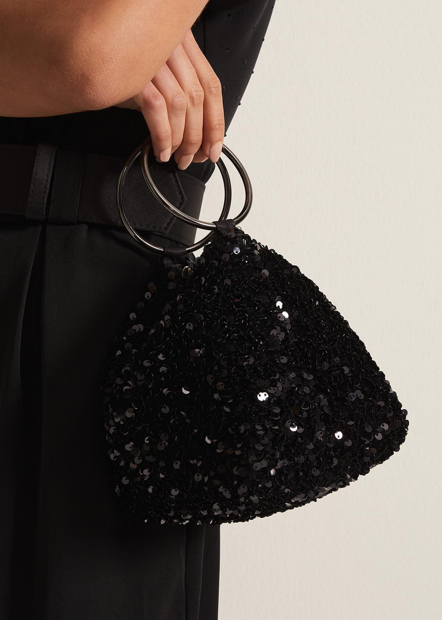Black Sequin Clutch Bag