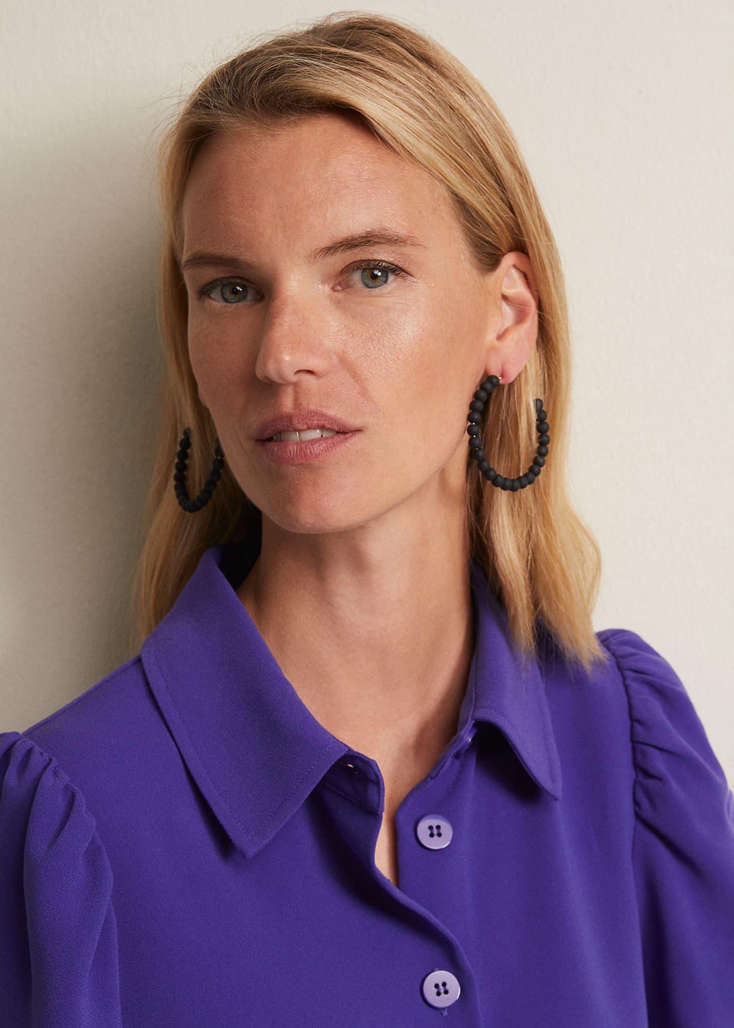 Matte Bead Hoop Earrings