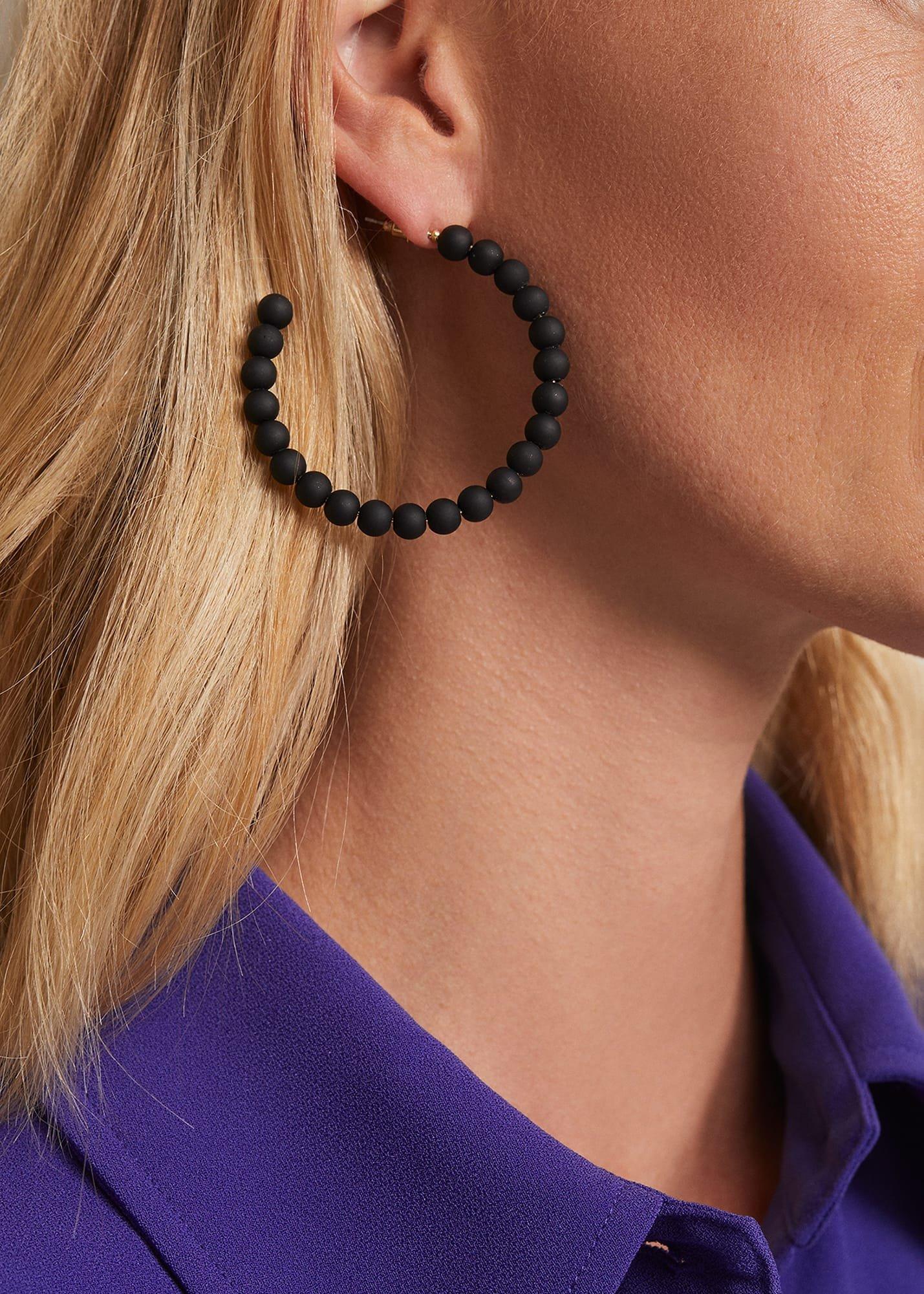 Matte Bead Hoop Earrings