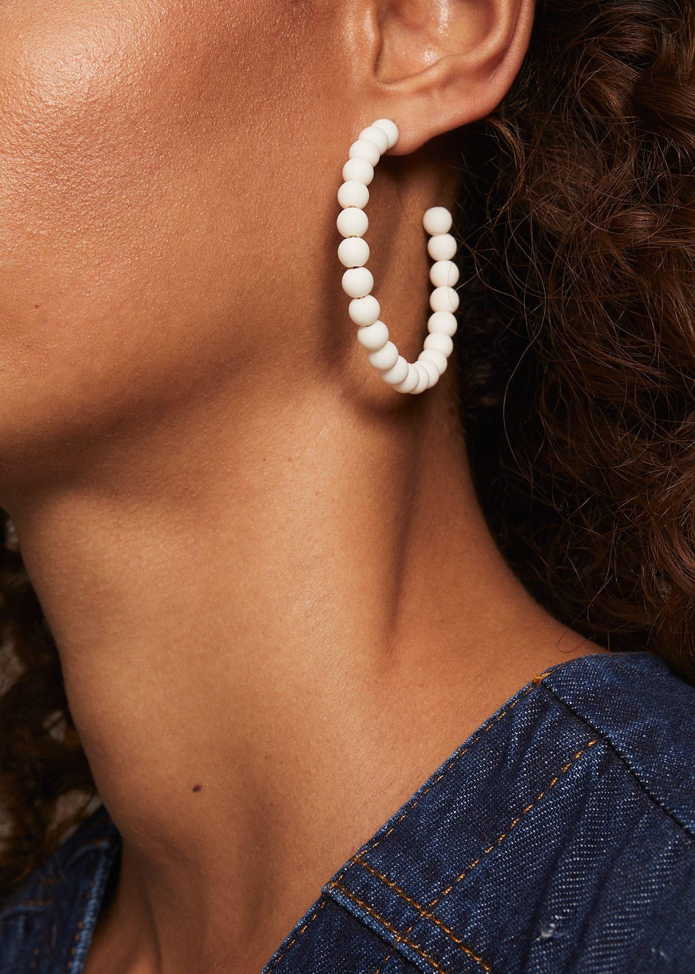 Matte Bead Hoop Earrings