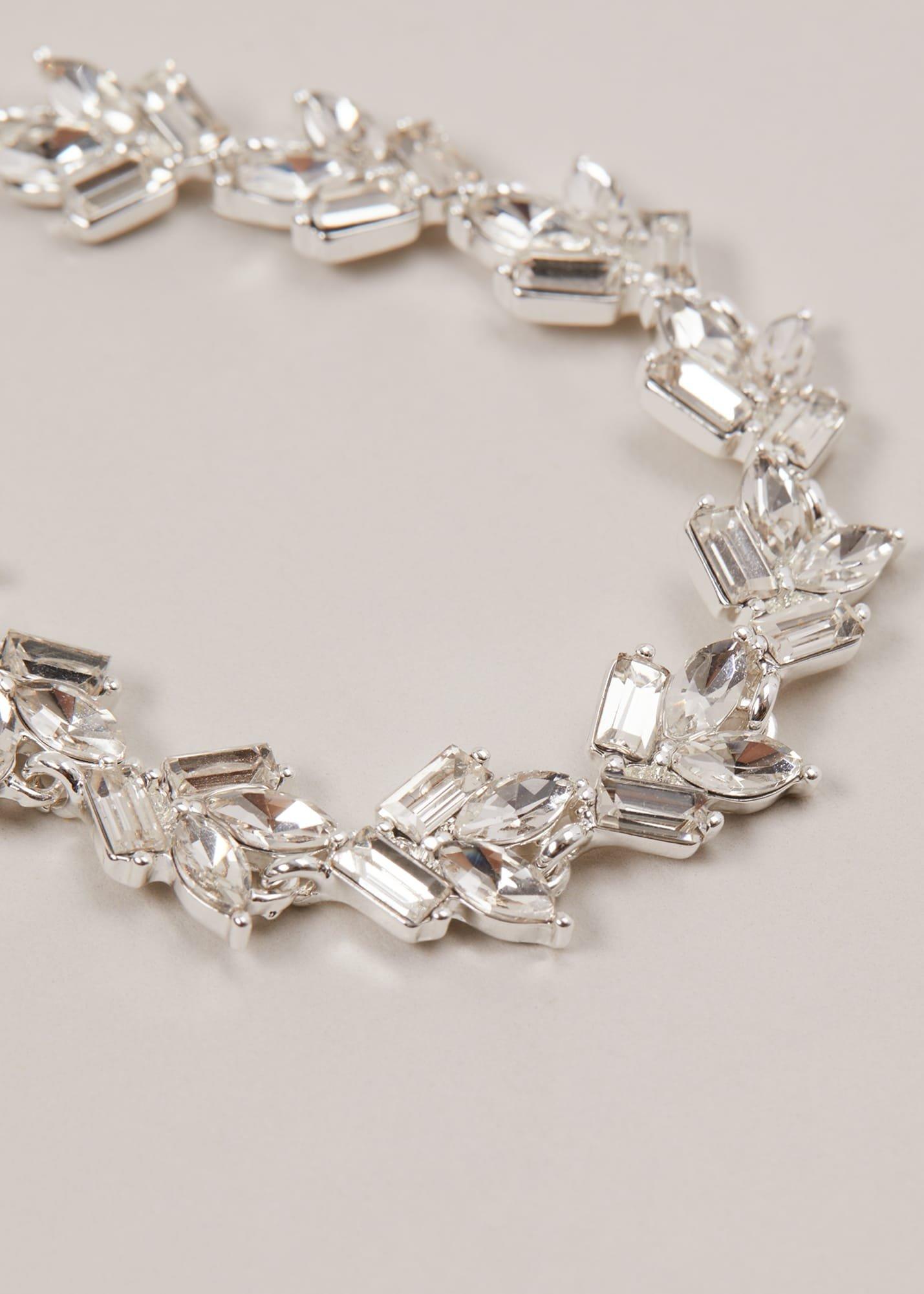 Silver Plated Stone Cluster Bracelet