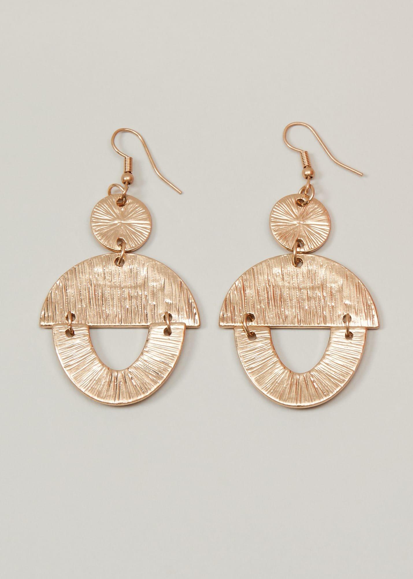 Gold Textured Drop Earrings