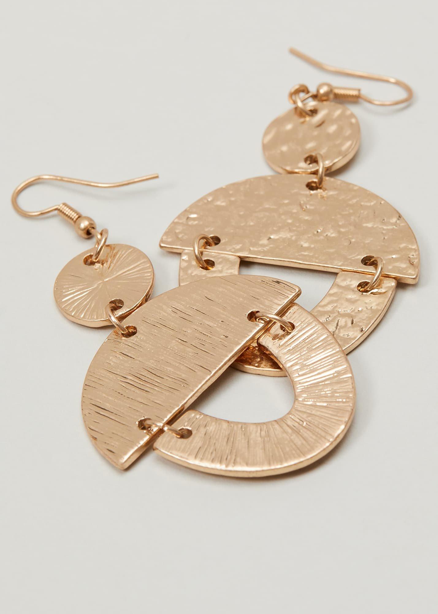 Gold Textured Drop Earrings