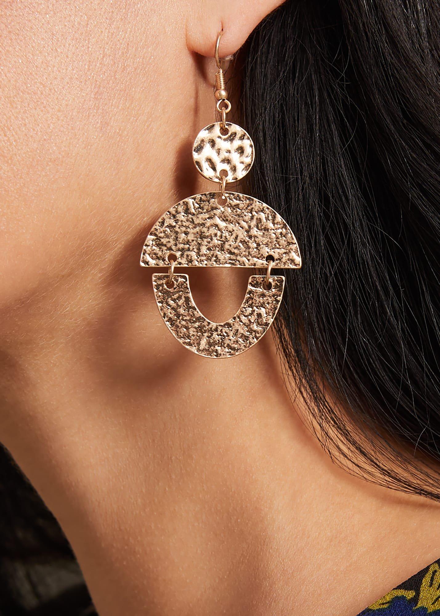 Gold Textured Drop Earrings