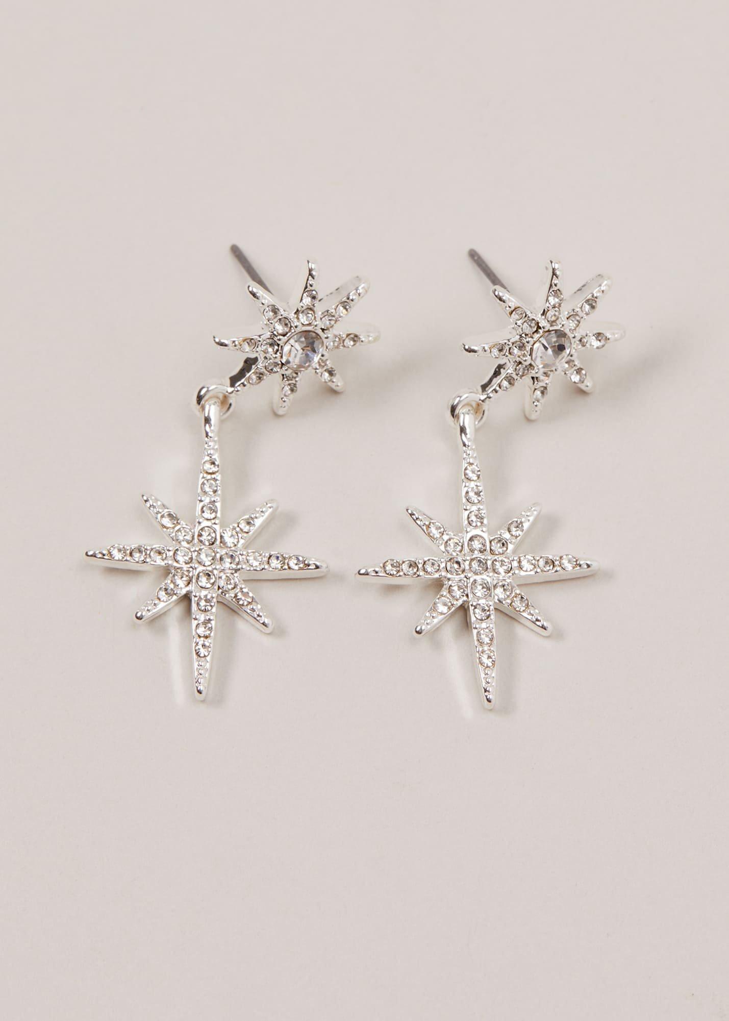 Silver Plated Star Drop Earrings