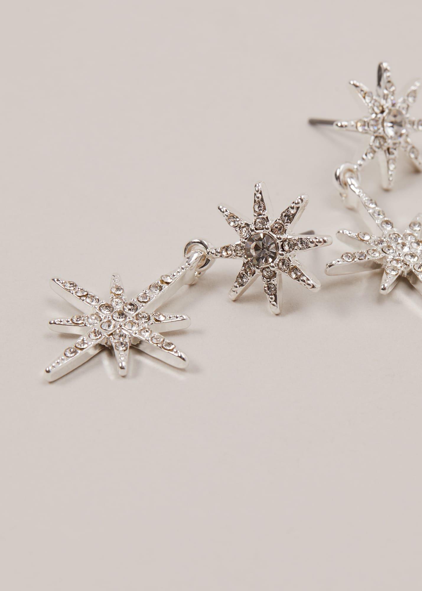 Silver Plated Star Drop Earrings