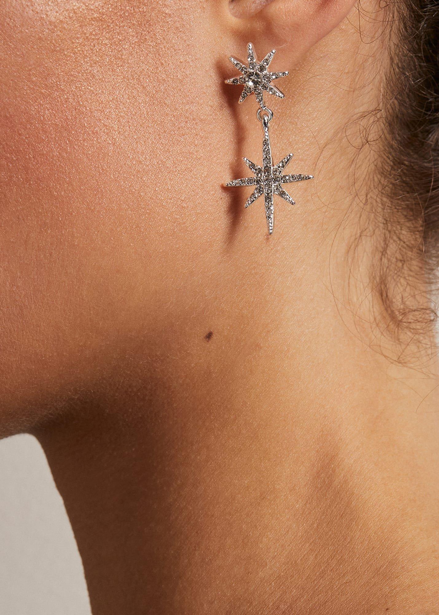 Silver Plated Star Drop Earrings
