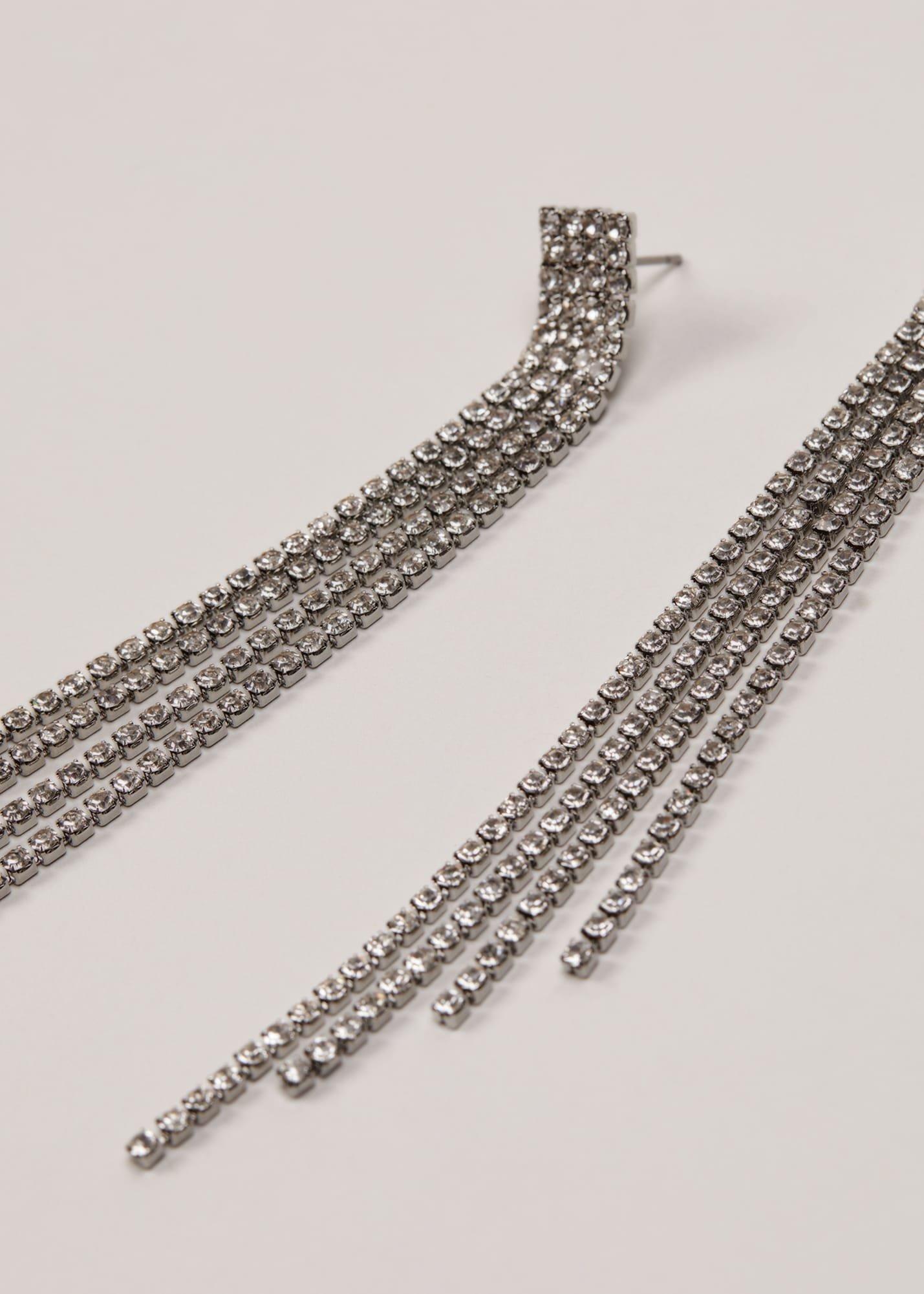 Silver Sparkly Drop Earrings