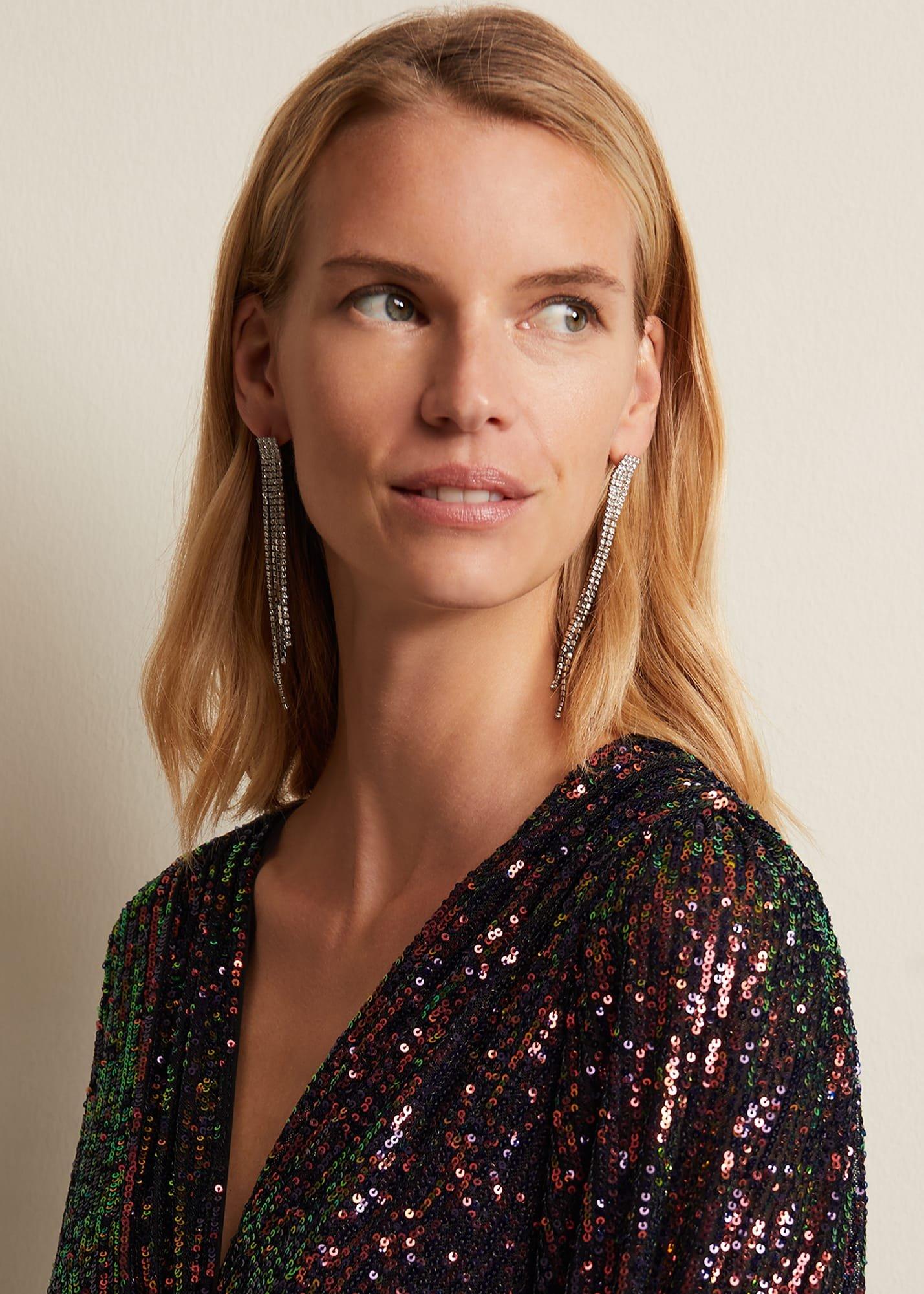 Silver Sparkly Drop Earrings