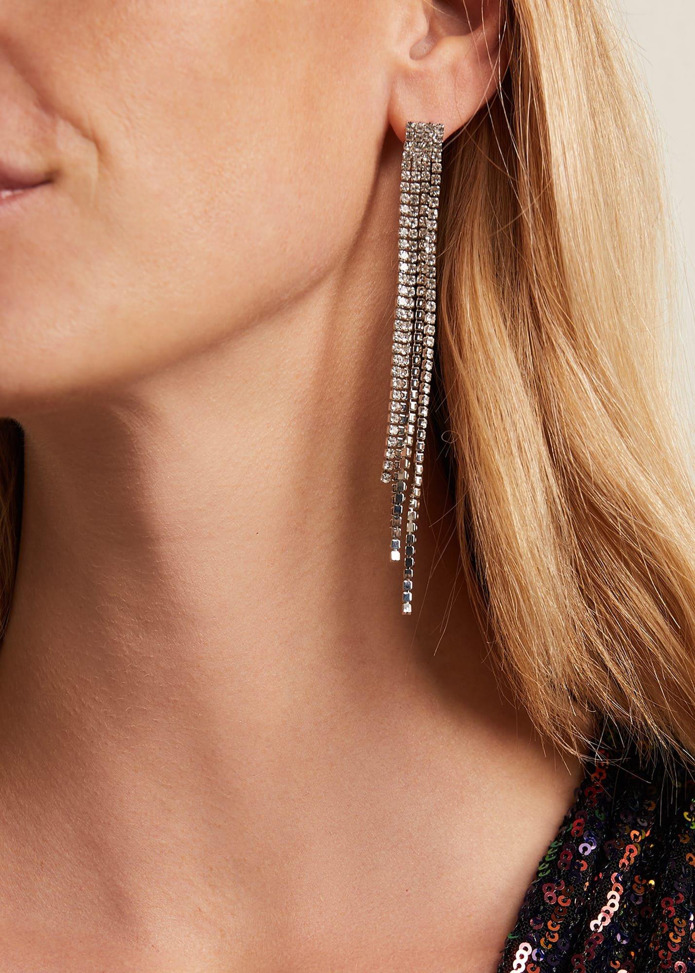 Silver Sparkly Drop Earrings