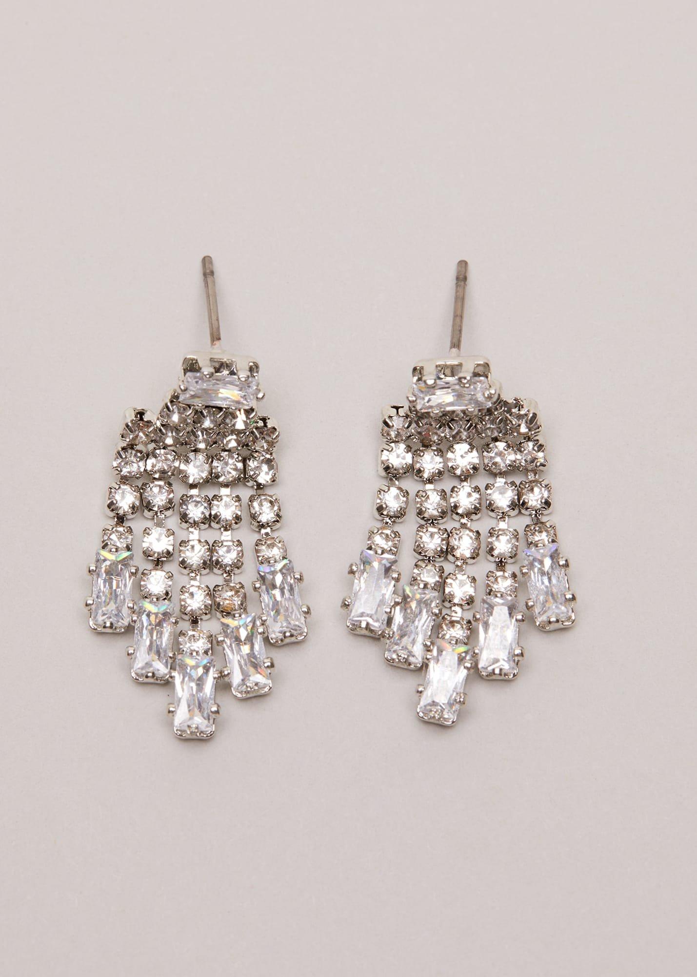 Silver Sparkly Drop Earrings