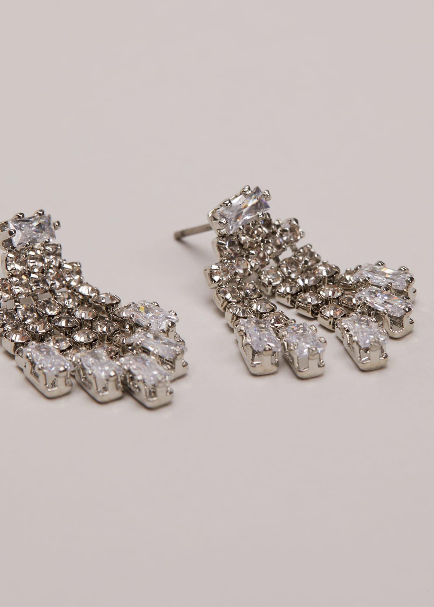Silver Sparkly Drop Earrings