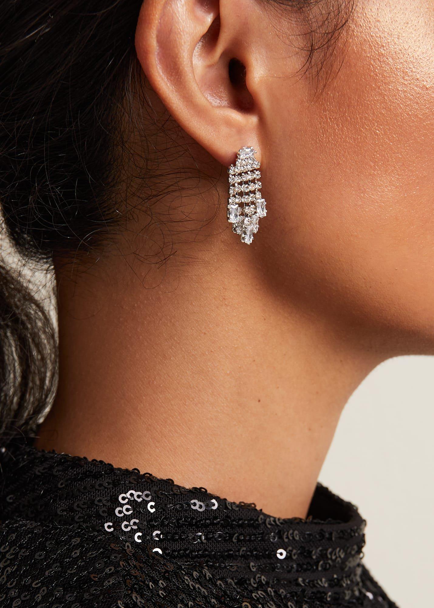 Silver Sparkly Drop Earrings