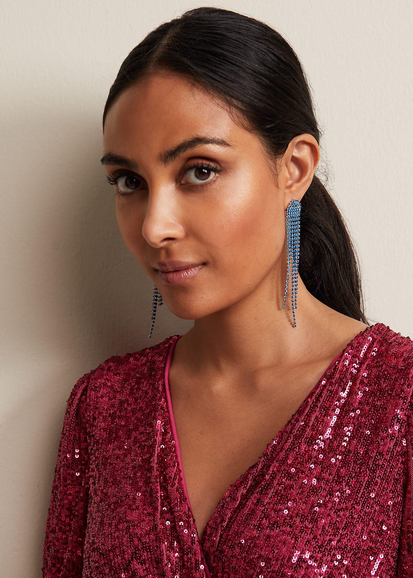 Graduated Stone Drop Earrings