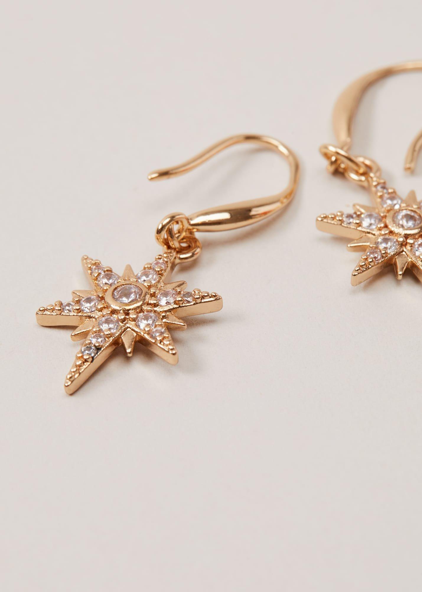 Gold Plated Star Drop Earrings