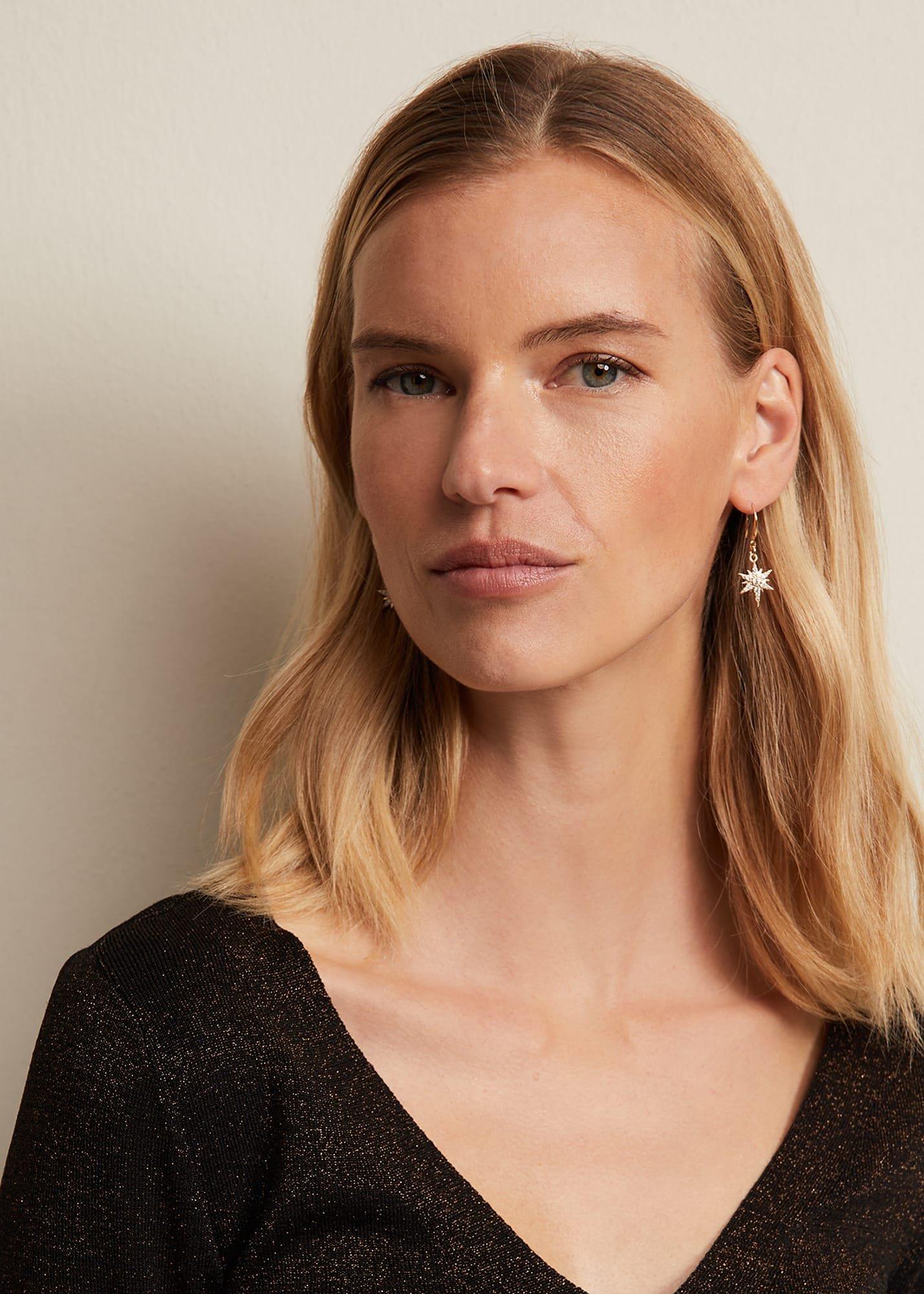 Gold Plated Star Drop Earrings
