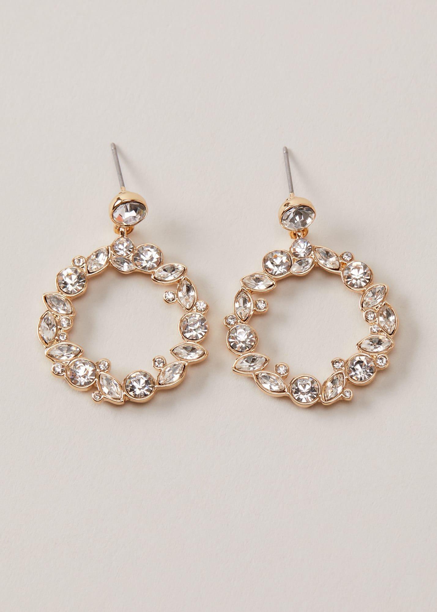 Circle Stone Drop Earrings