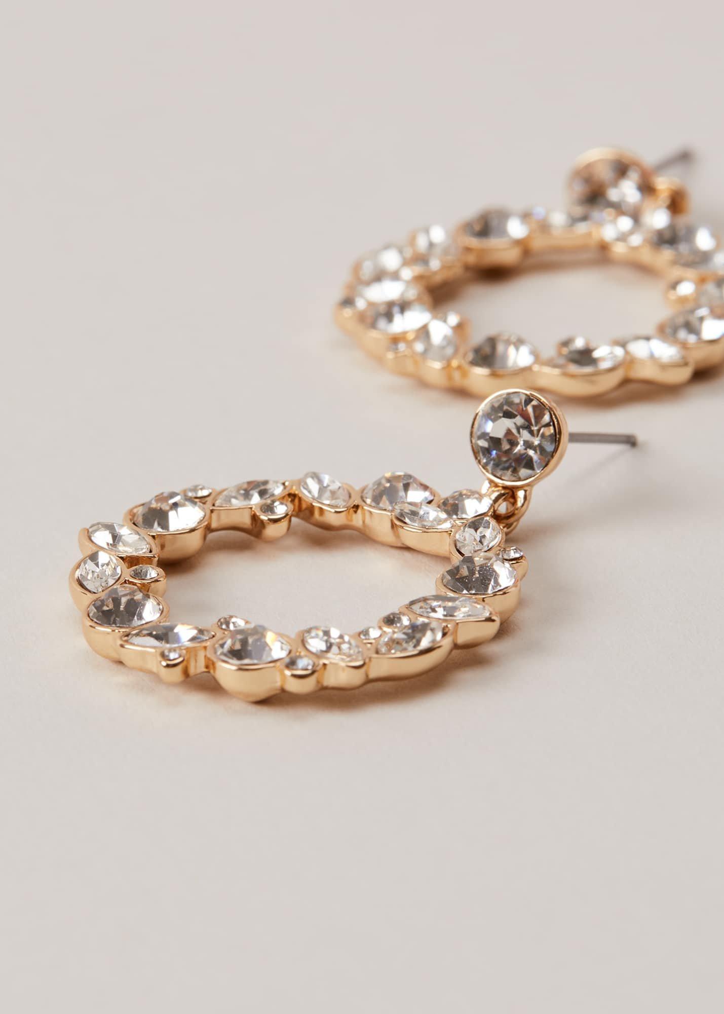 Circle Stone Drop Earrings