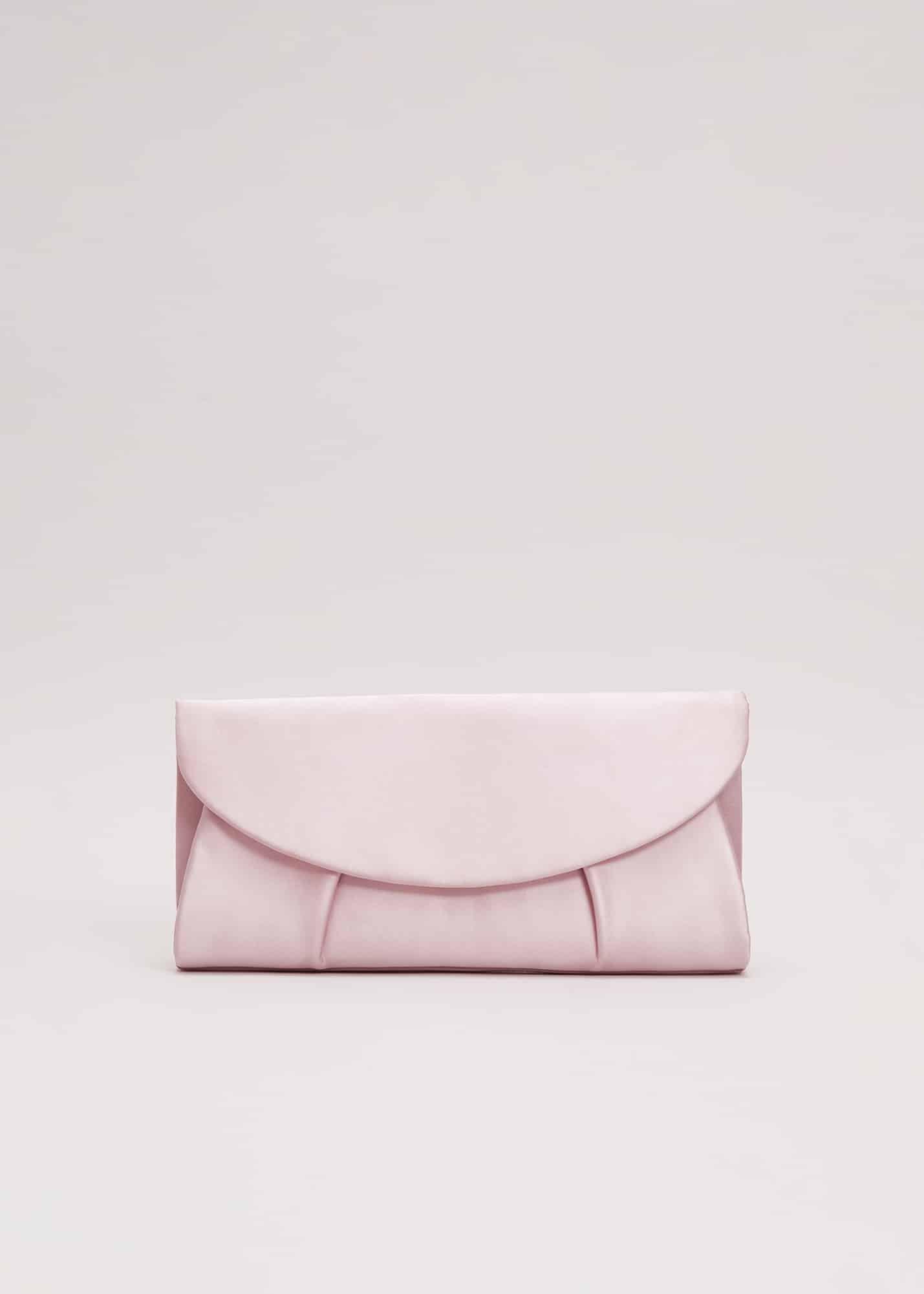 Pleat Satin Clutch Bag