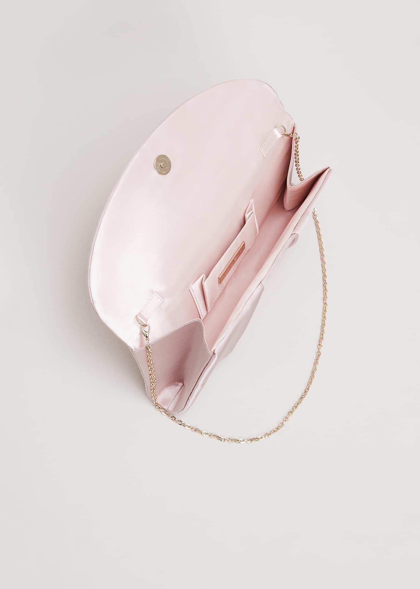 Pleat Satin Clutch Bag