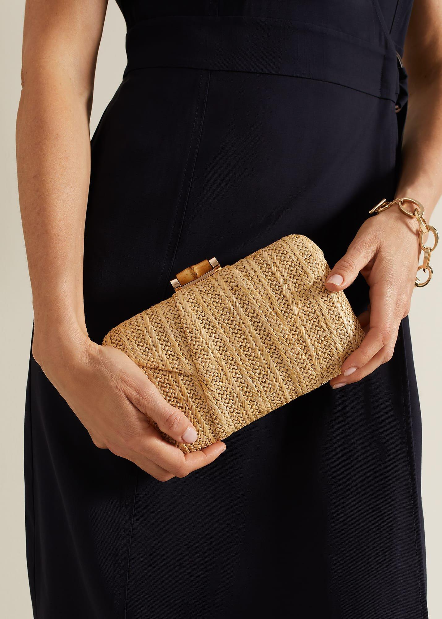 Stuctured Raffia Clutch Bag