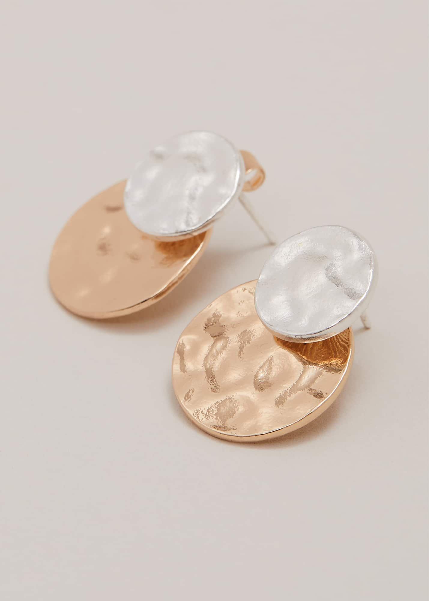 Mixed Metal Disc Earring