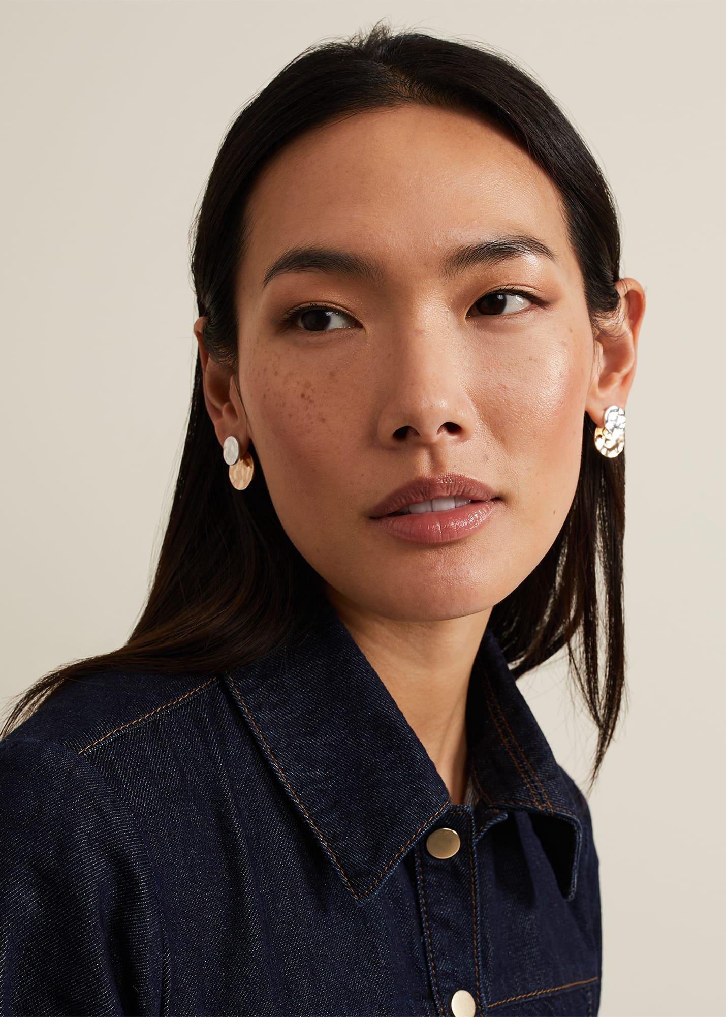 Mixed Metal Disc Earring