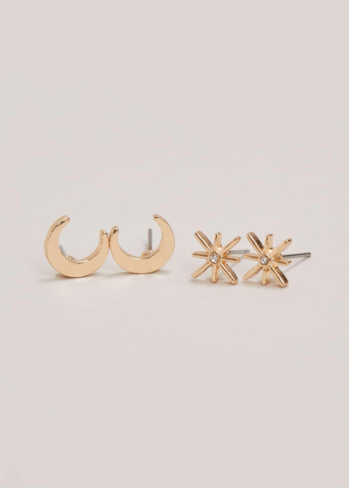 Star And Moon Stud Set