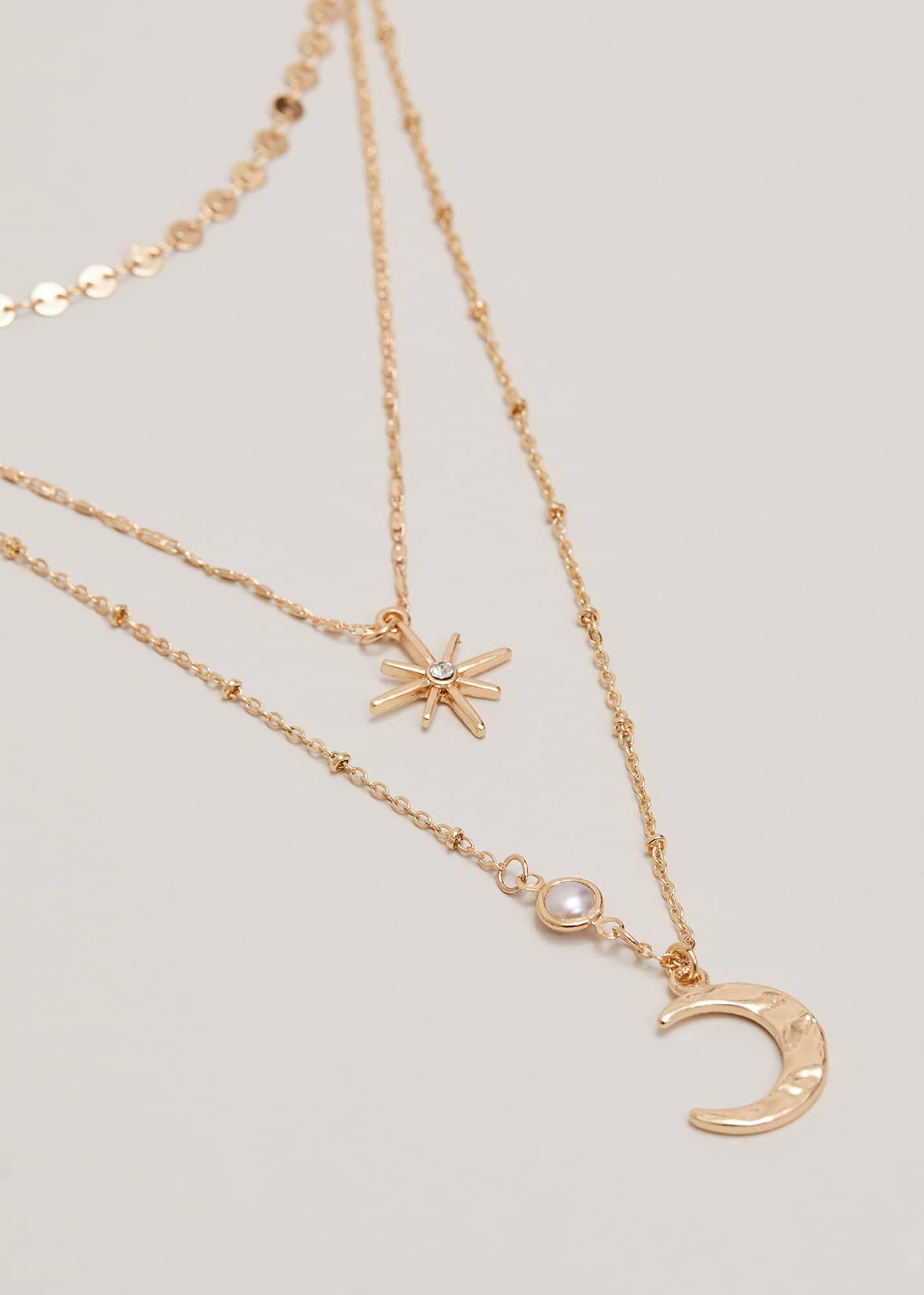 Moon And Star Layered Necklace