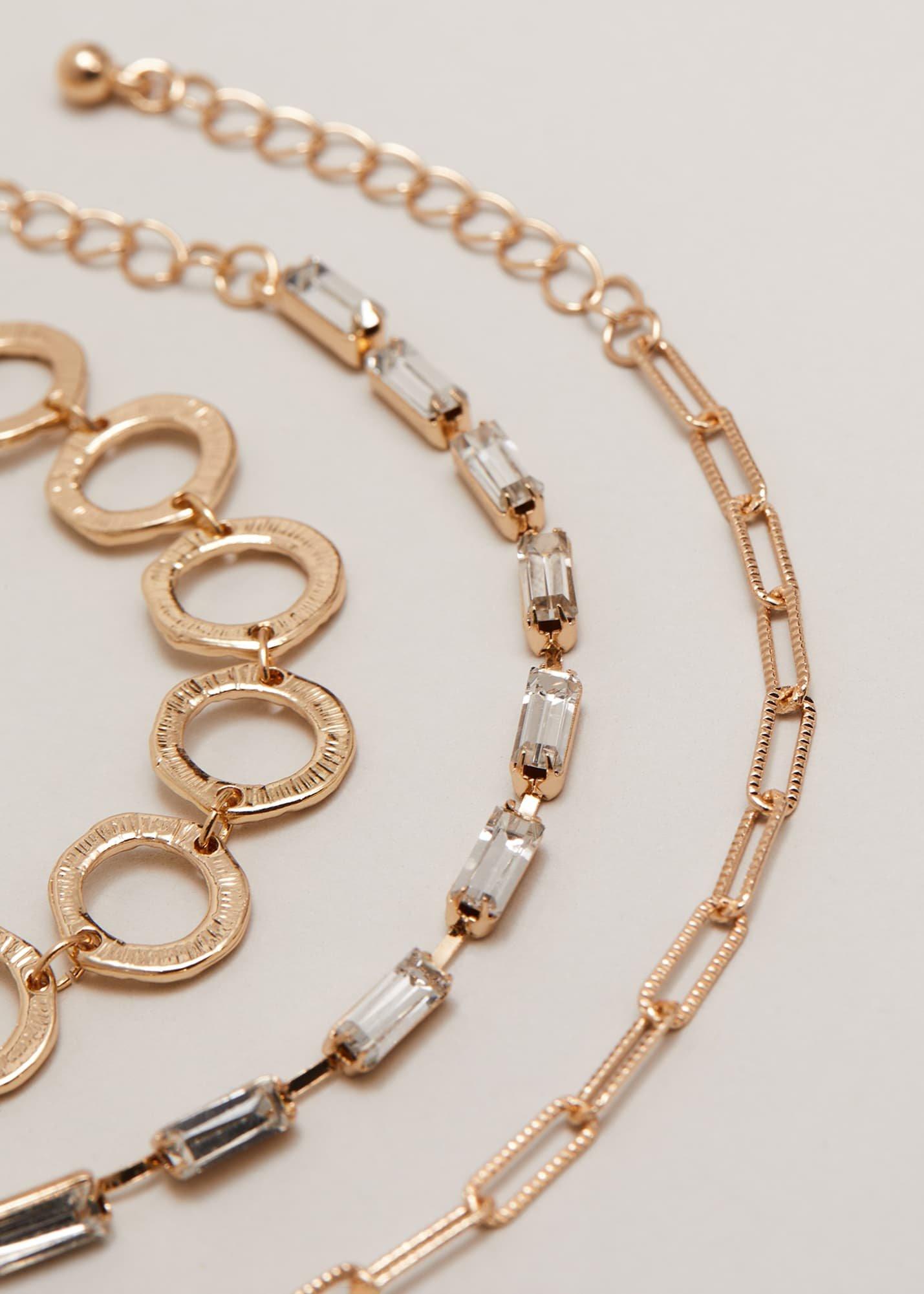 Circle Chain And Crystal Bracelet Set