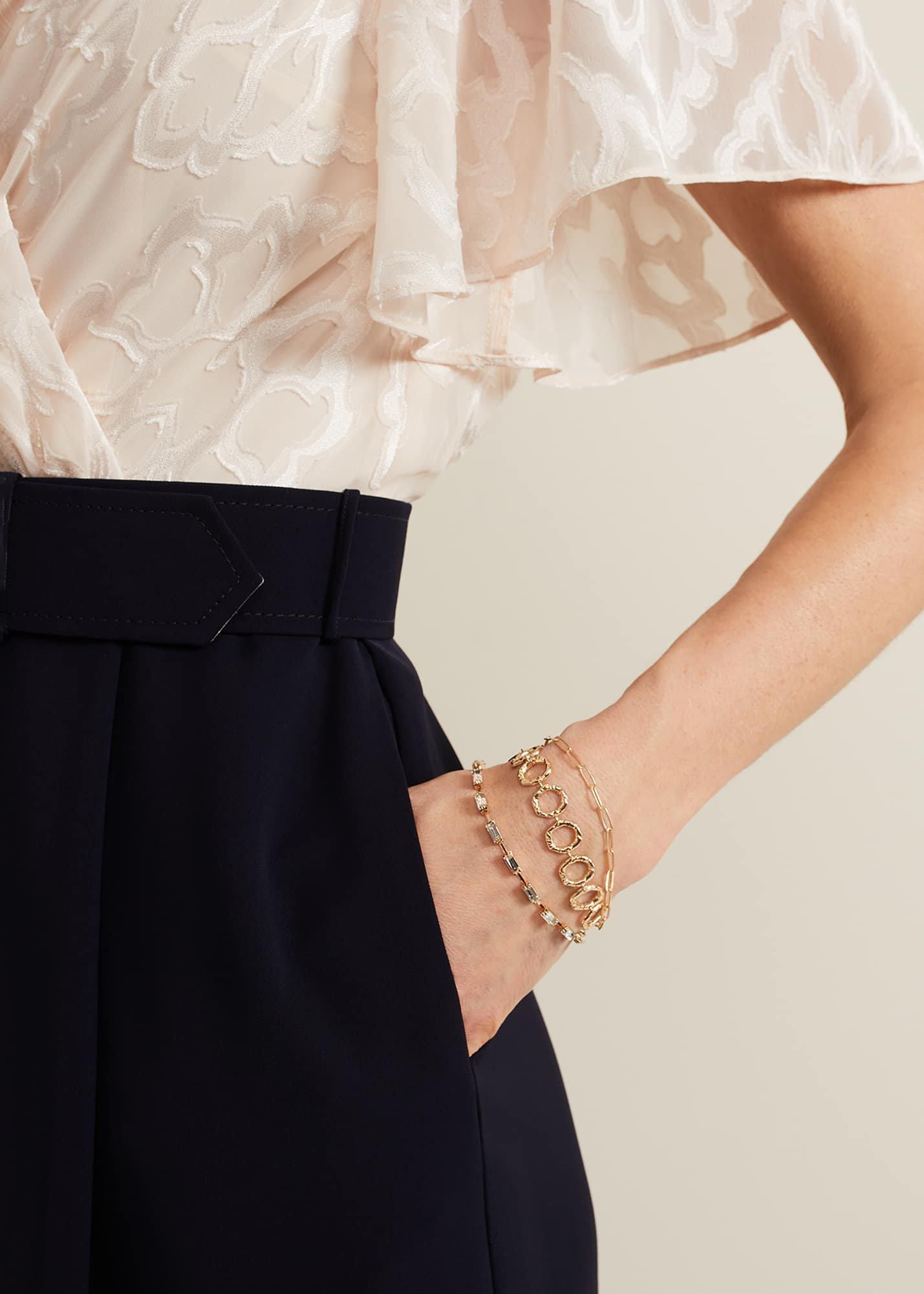 Circle Chain And Crystal Bracelet Set