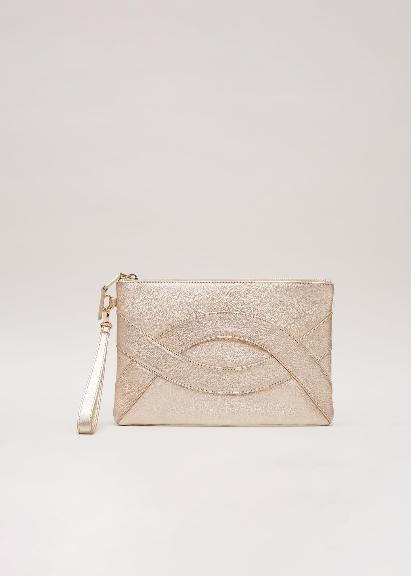 Leather Crossover Detail Clutch Bag