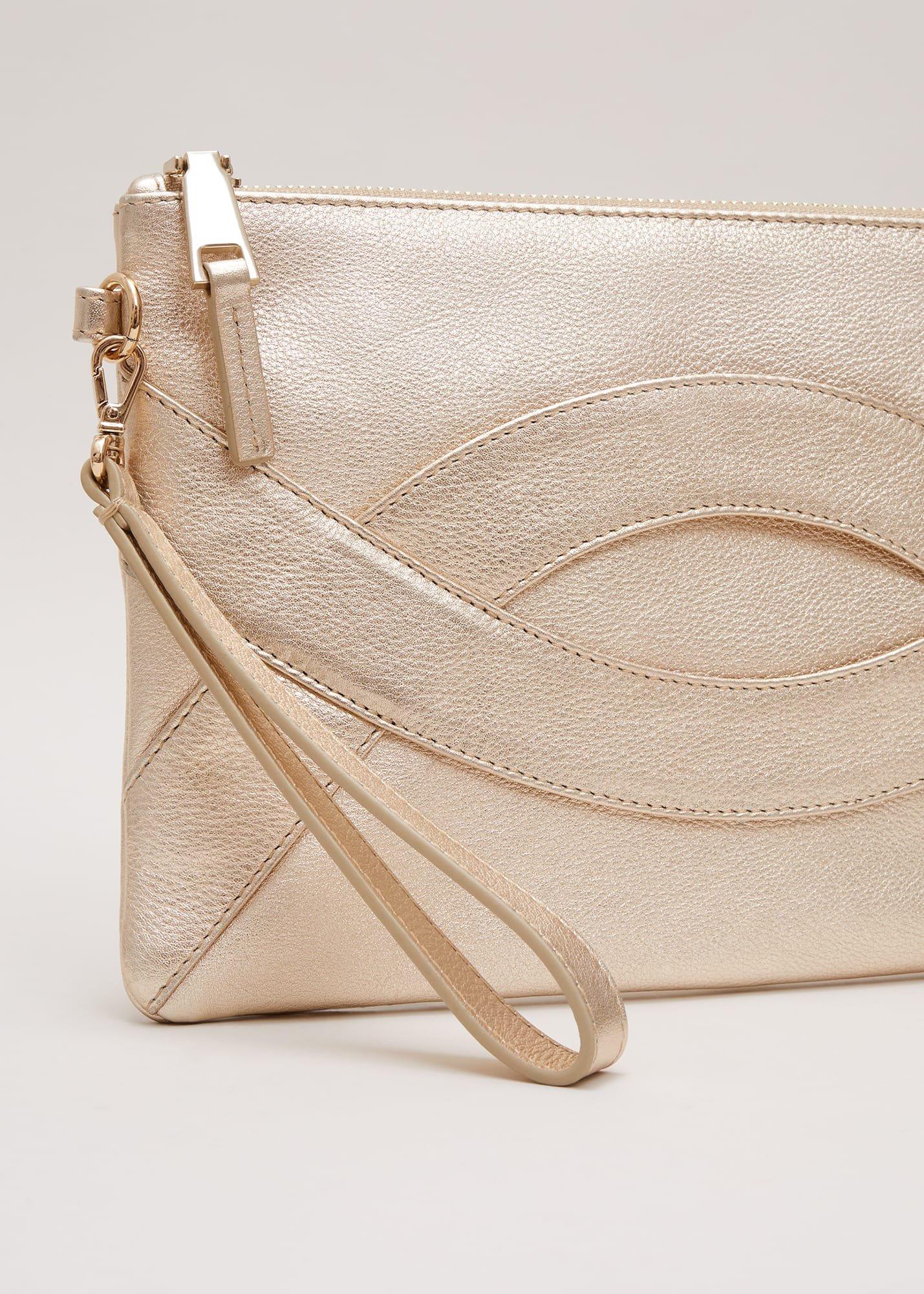 Leather Crossover Detail Clutch Bag