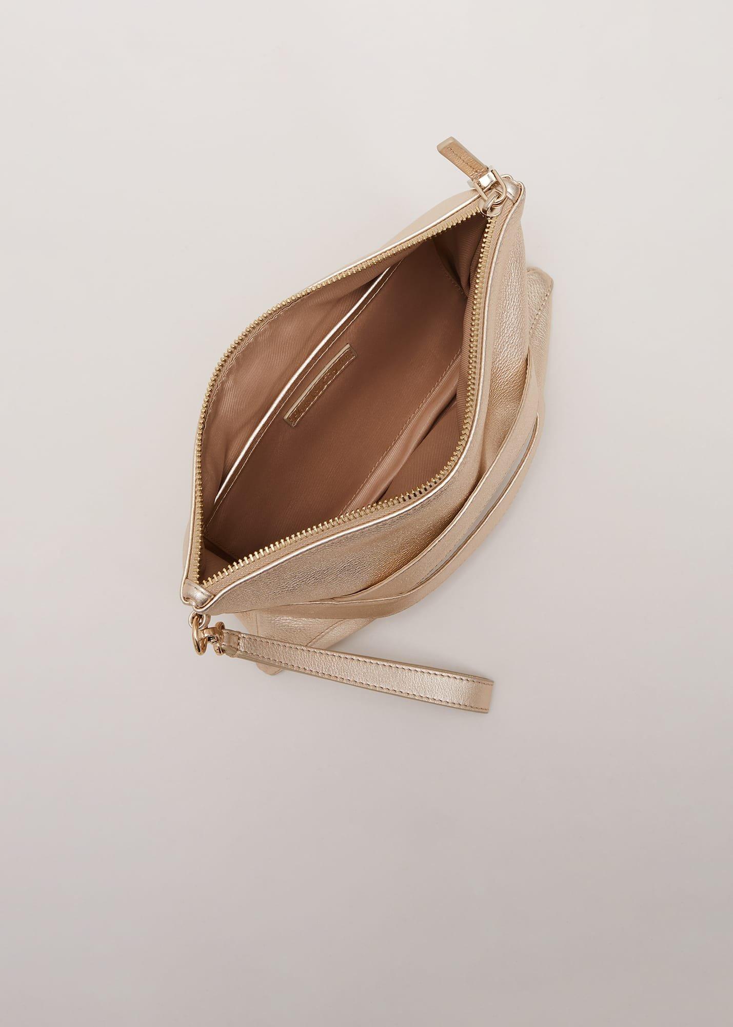 Leather Crossover Detail Clutch Bag