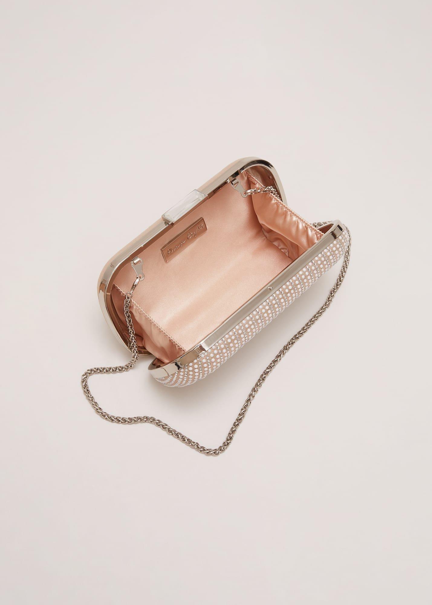 Pearl Embellished Box Clutch