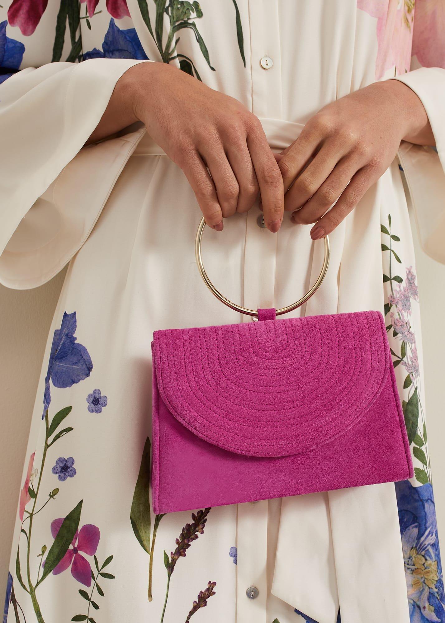 Ring Handle Suede Mini Bag