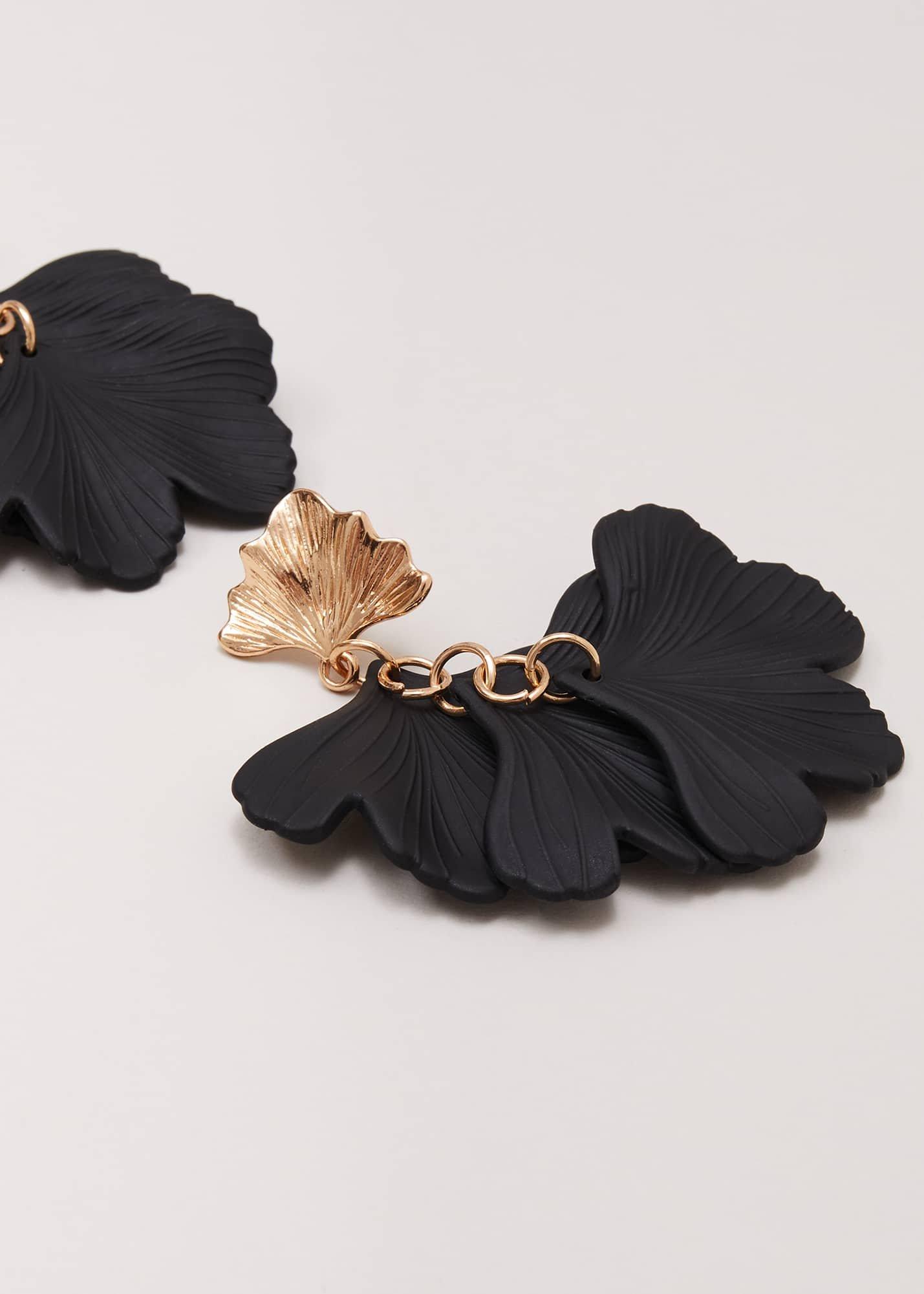 Black Statement Shell Drop Earrings