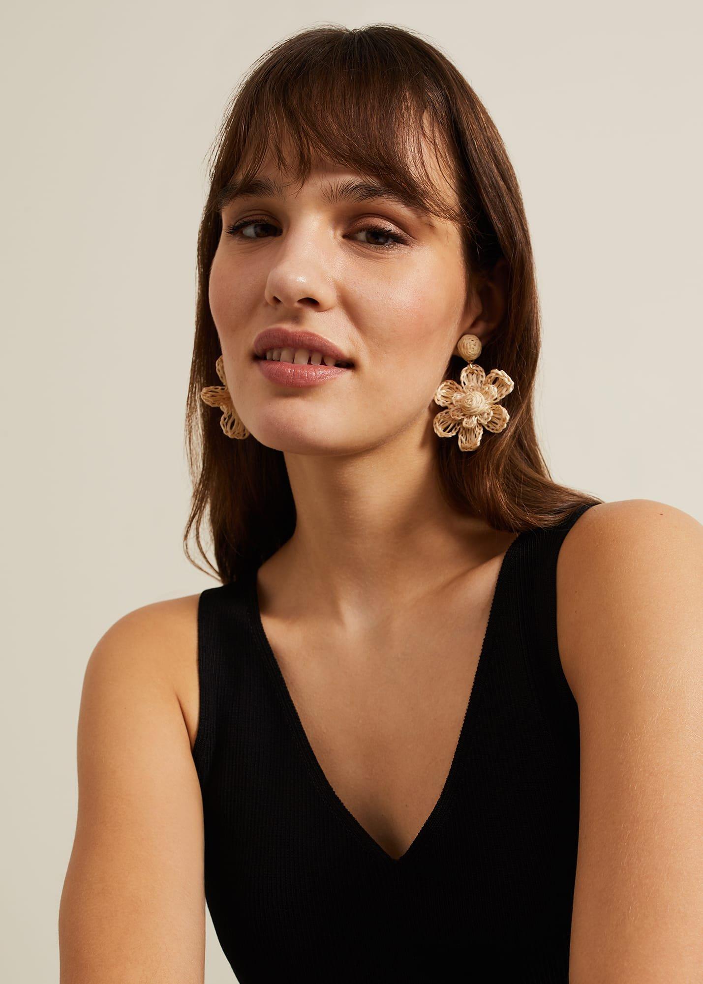 Raffia Oversized Flower Earrings