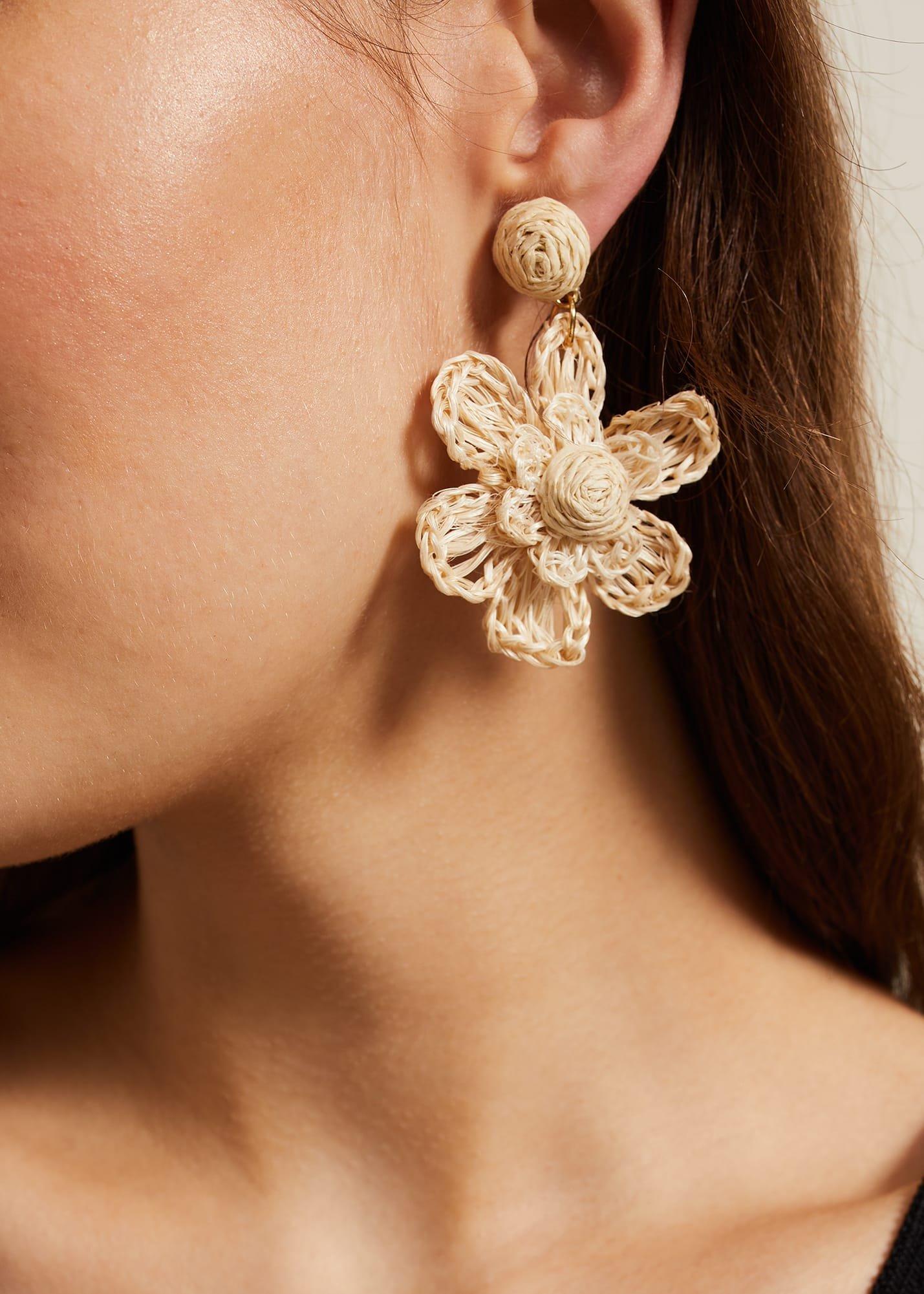 Raffia Oversized Flower Earrings