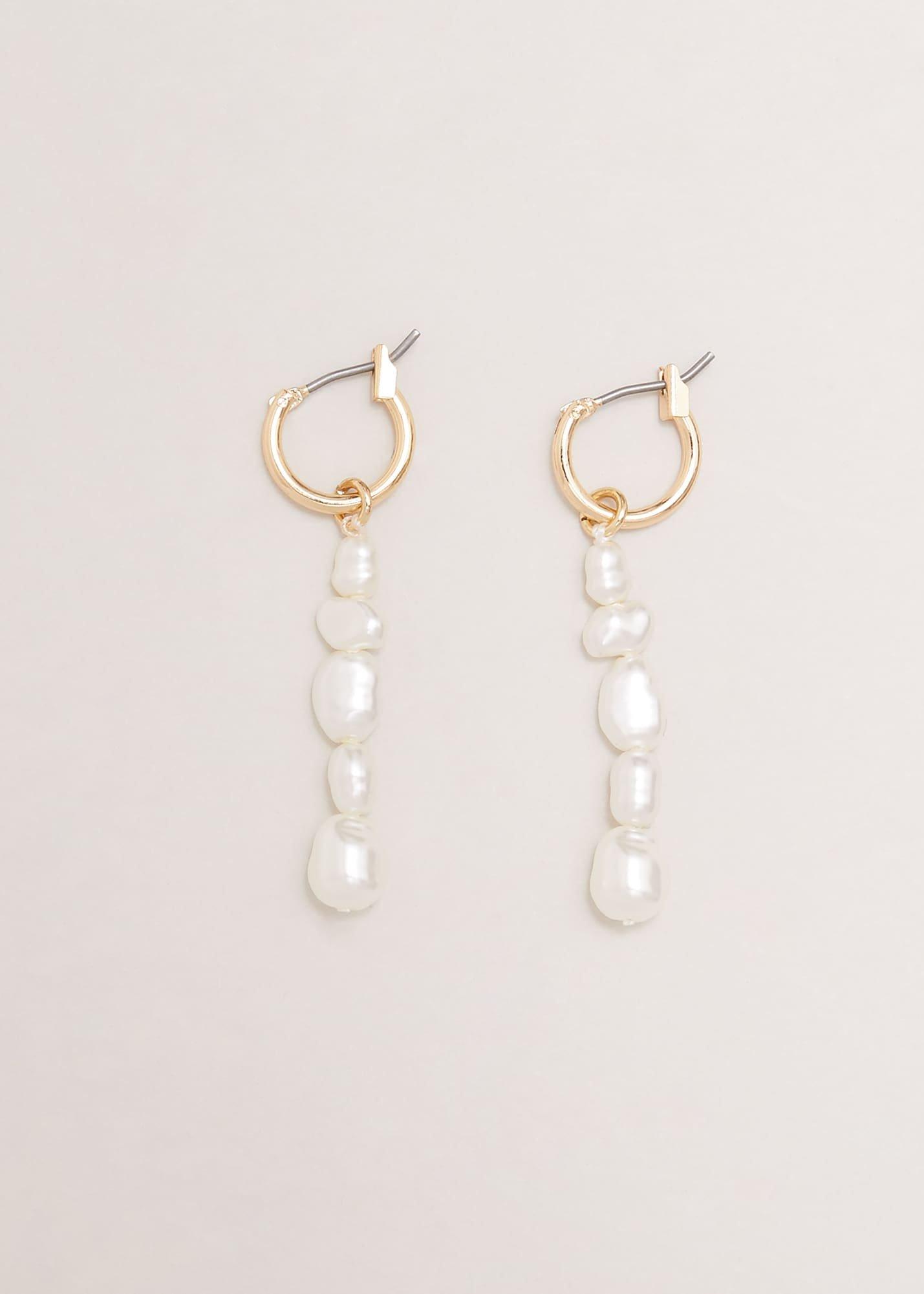 Pearl Drop Chain Earrings