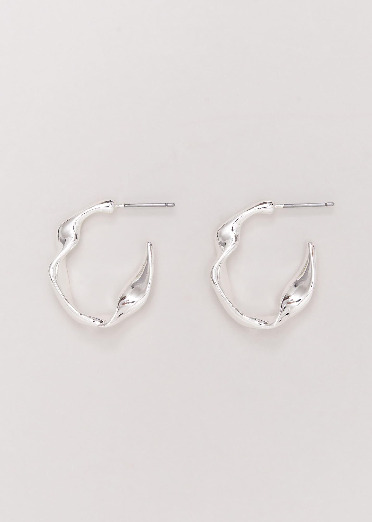 Silver Twist Hoop Earrings