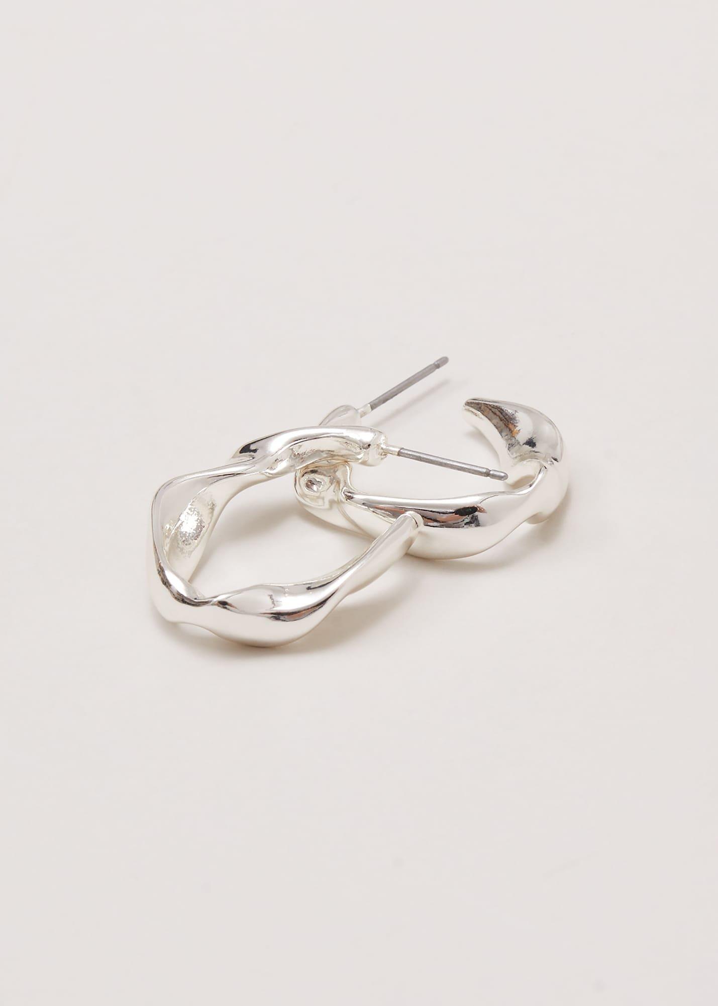 Silver Twist Hoop Earrings