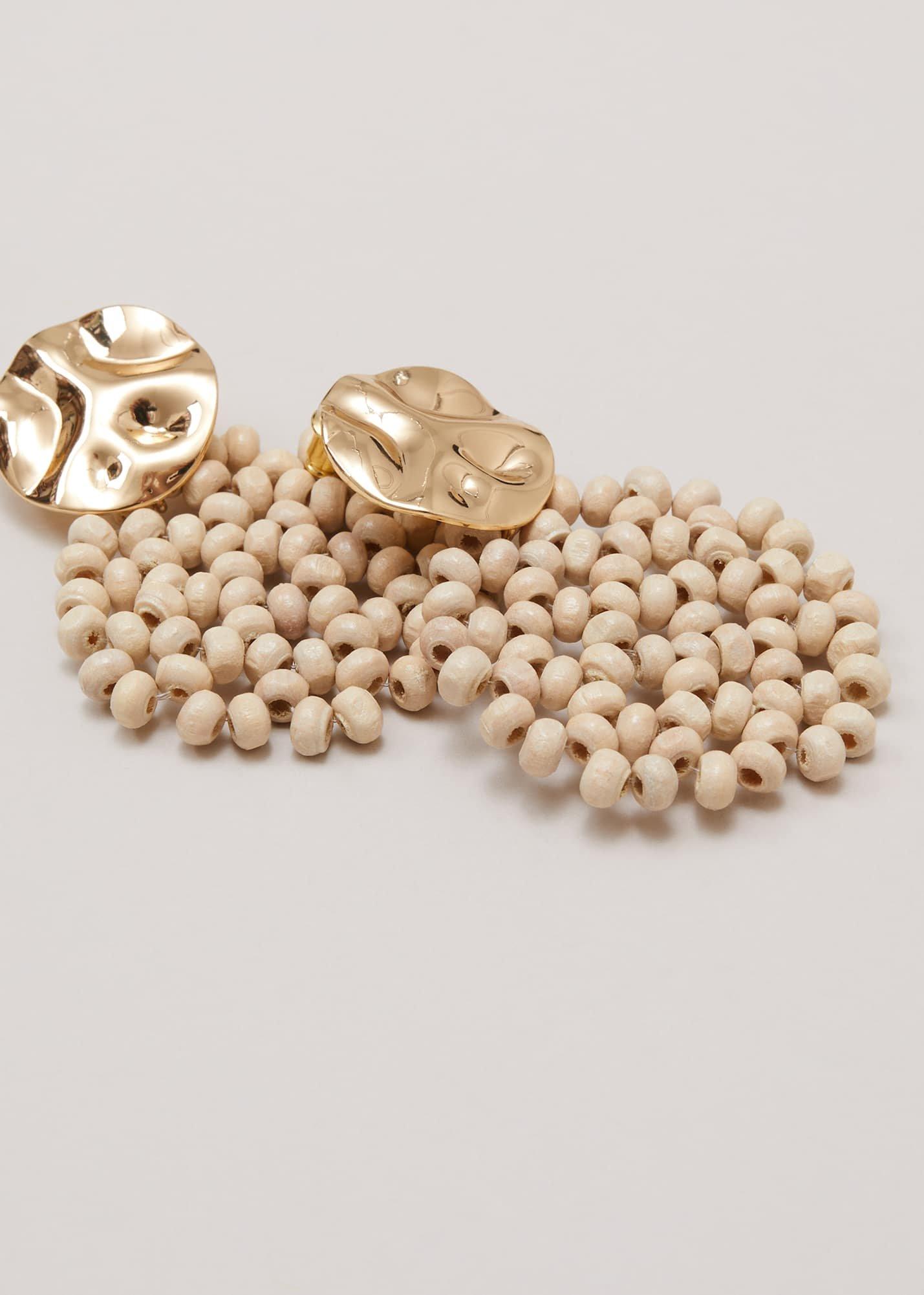 Neutral Beaded Round Earrings