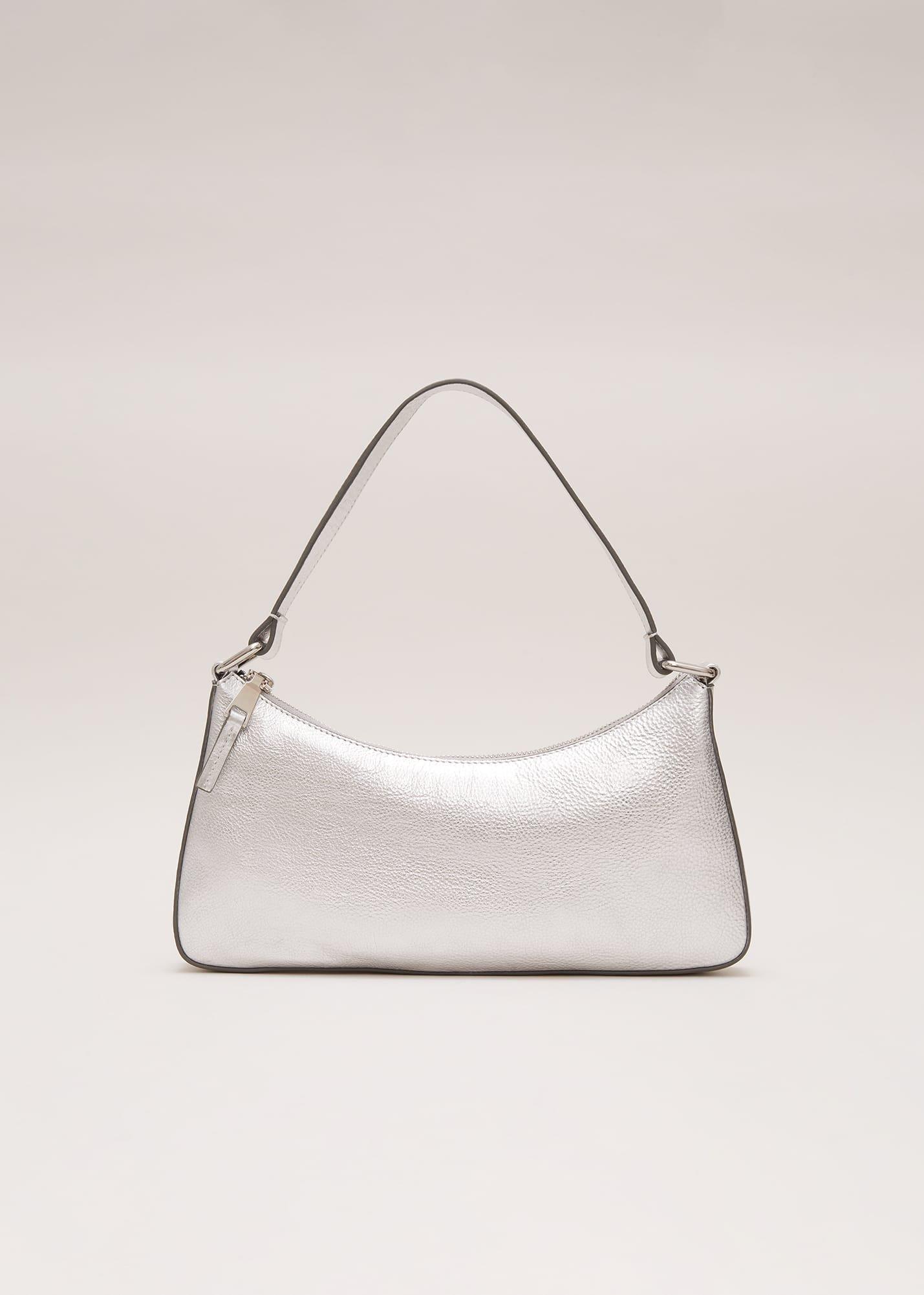 Silver Leather Mini Shoulder Bag