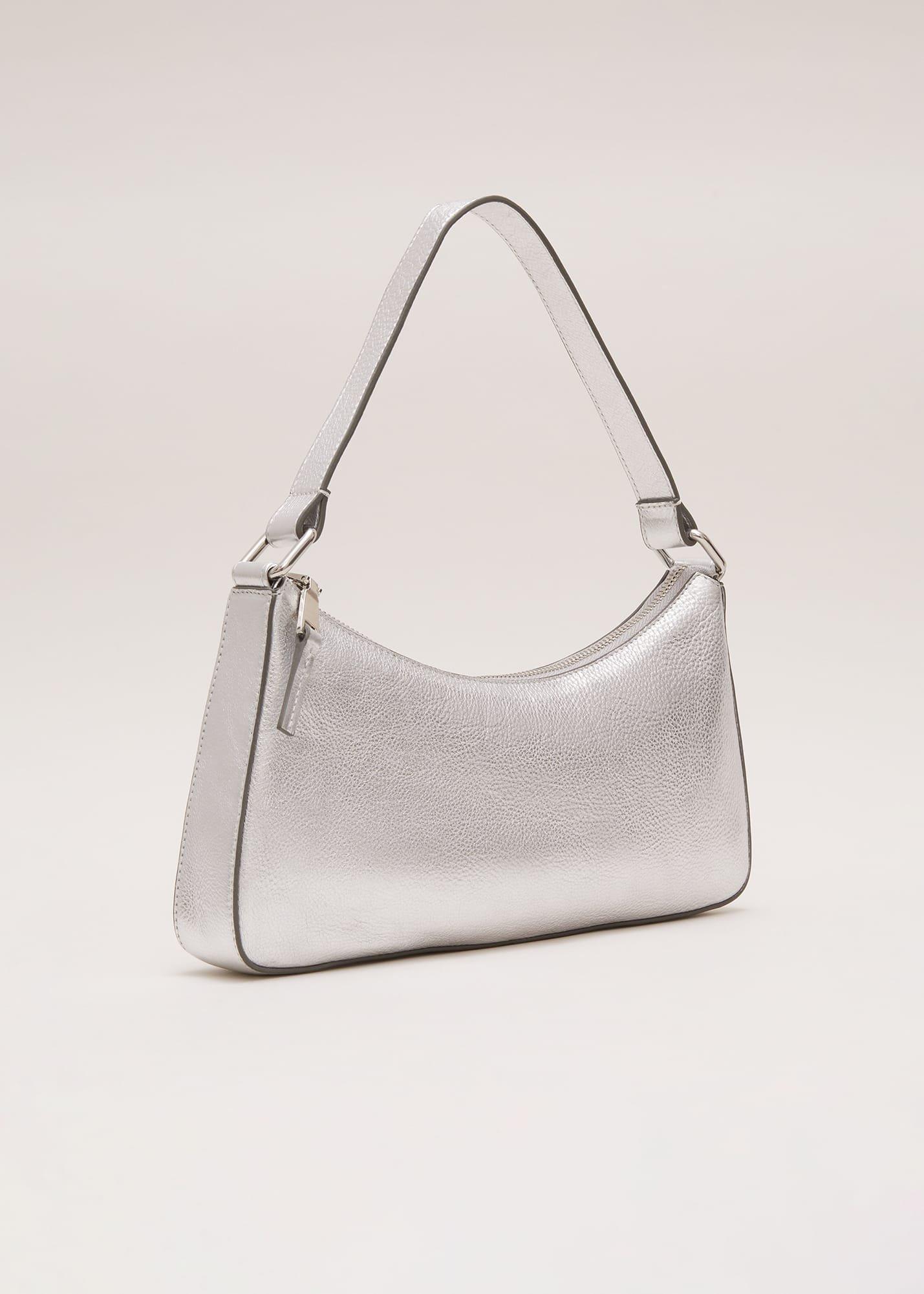Silver Leather Mini Shoulder Bag